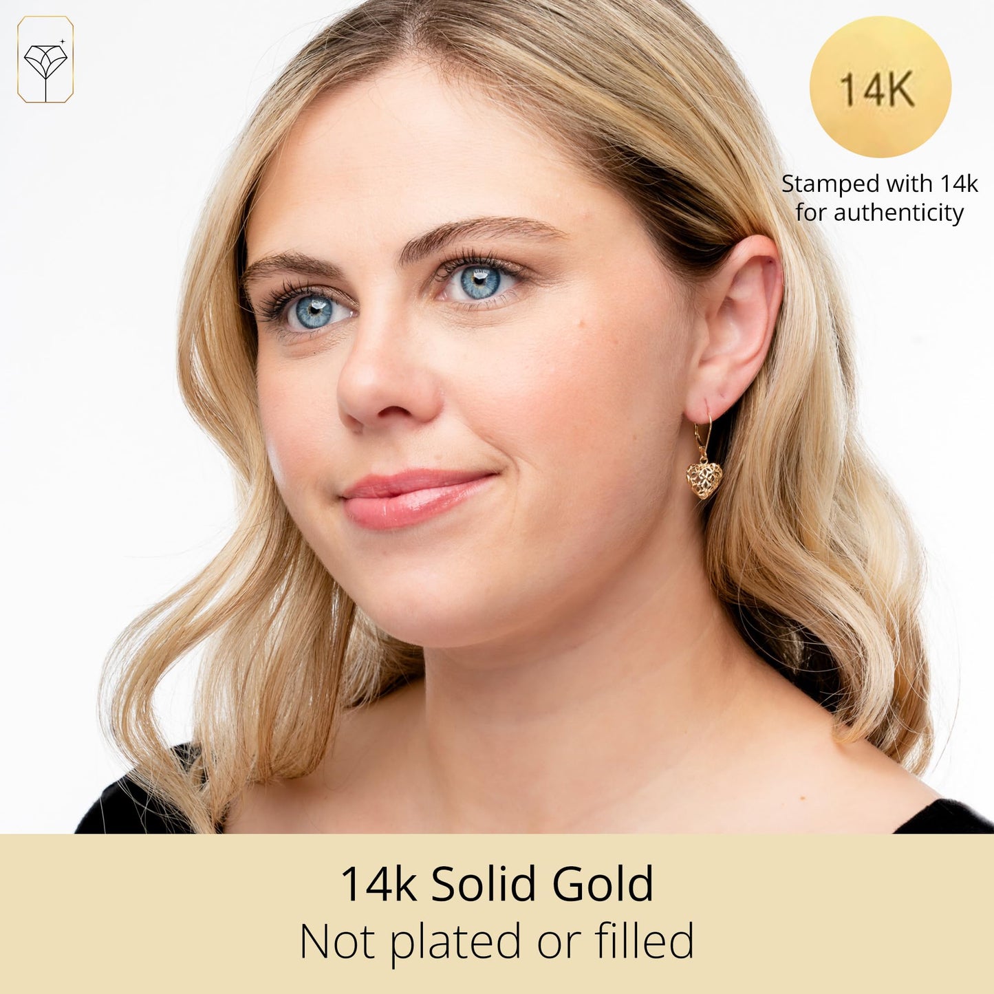 14K Filigree Gold Earrings for Women | Gold Dangle Earrings with Secure Leverback | Hypoallergenic and Lightweight Drop Earrings for Women by MAX + STONE