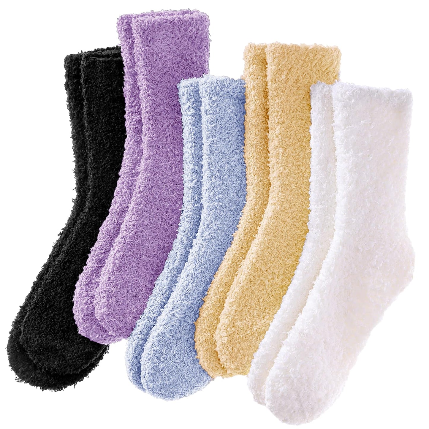 VoJoPi Fuzzy Socks for Women, Size 5-10, 5 Pairs Warm Fluffy Winter Bed Socks Cozy Sleeping Socks, Gifts Christmas Socks