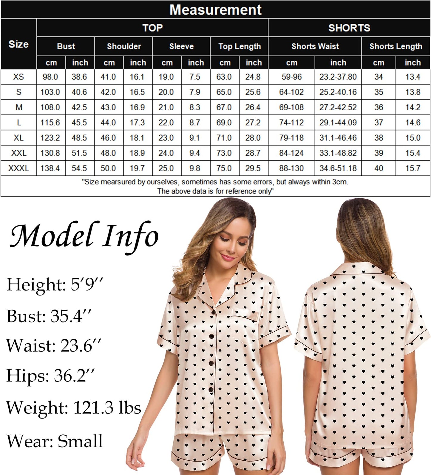 SWOMOG Womens Silk Satin Pajamas Set Short Sleeve Button Down Sleepwear Loungewear 2 Pcs Pj Sets