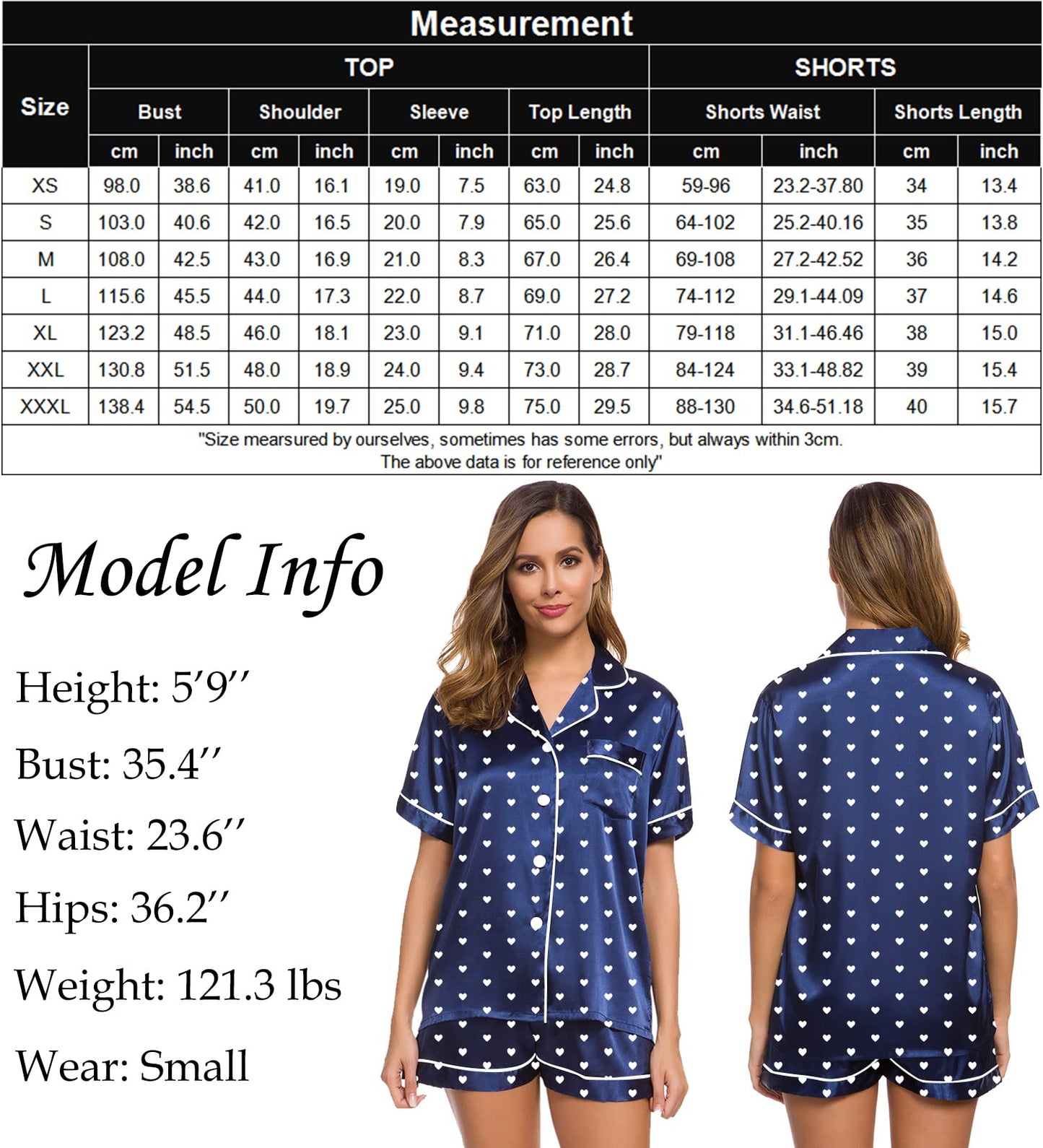SWOMOG Womens Silk Satin Pajamas Set Short Sleeve Button Down Sleepwear Loungewear 2 Pcs Pj Sets