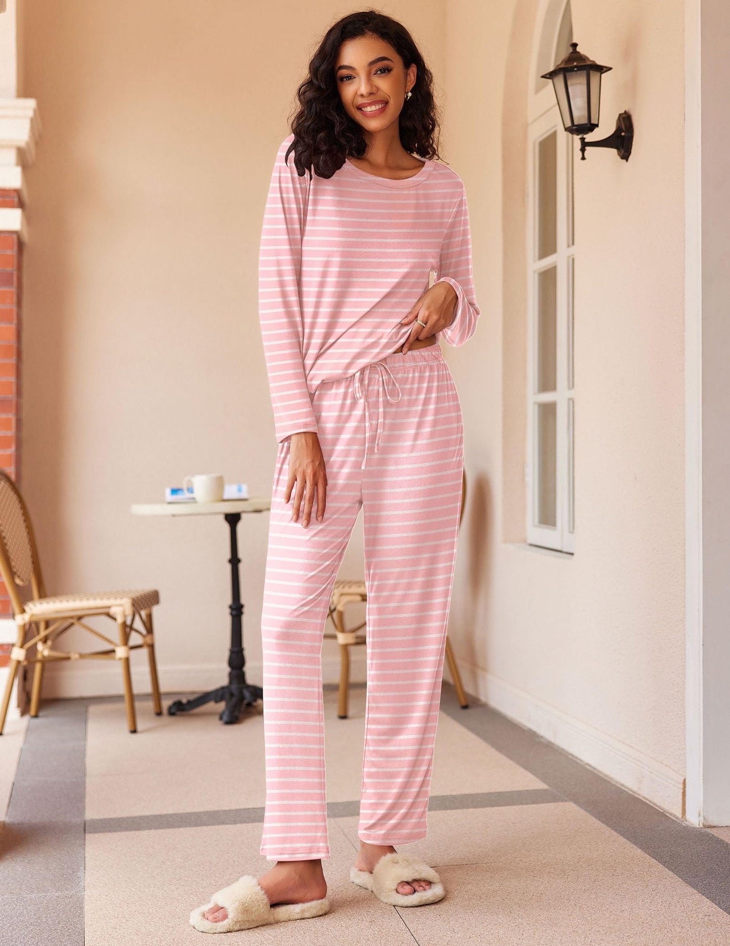 Ekouaer 2 Pack Women's Pajama Set Soft Long Sleeve Sleepwear Loungewear Pjs Sets with Pockets