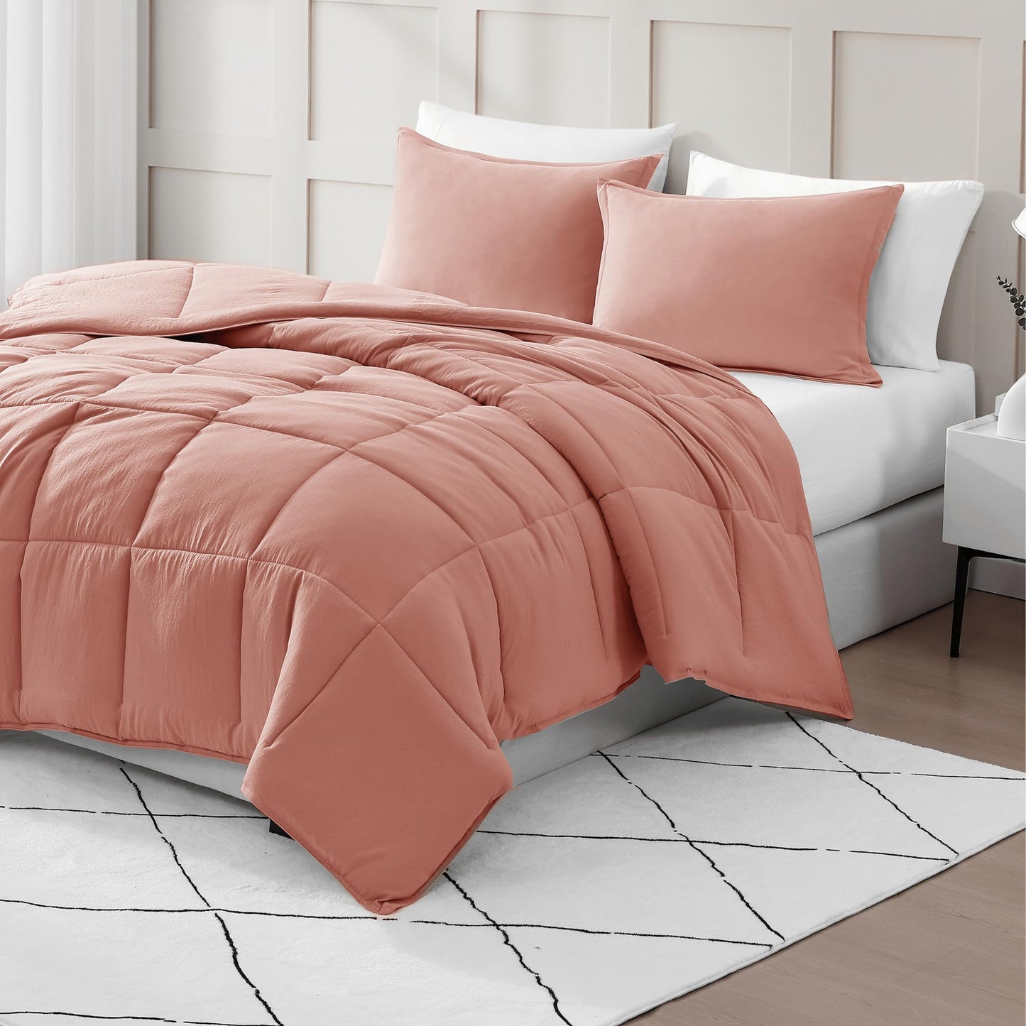 Comforter Set Queen Size - Goose Down Alternative – Washed Ultra-Soft - Premium All Season Warmth Bedding Set (Queen, French Blue)