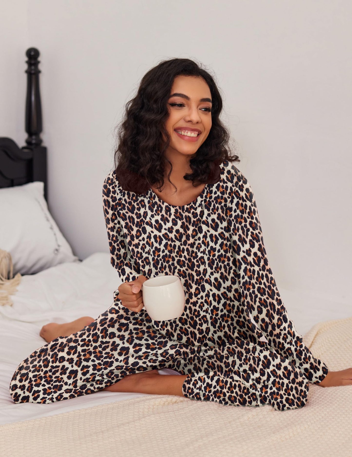 Ekouaer 2 Pack Women's Pajama Set Soft Long Sleeve Sleepwear Loungewear Pjs Sets with Pockets