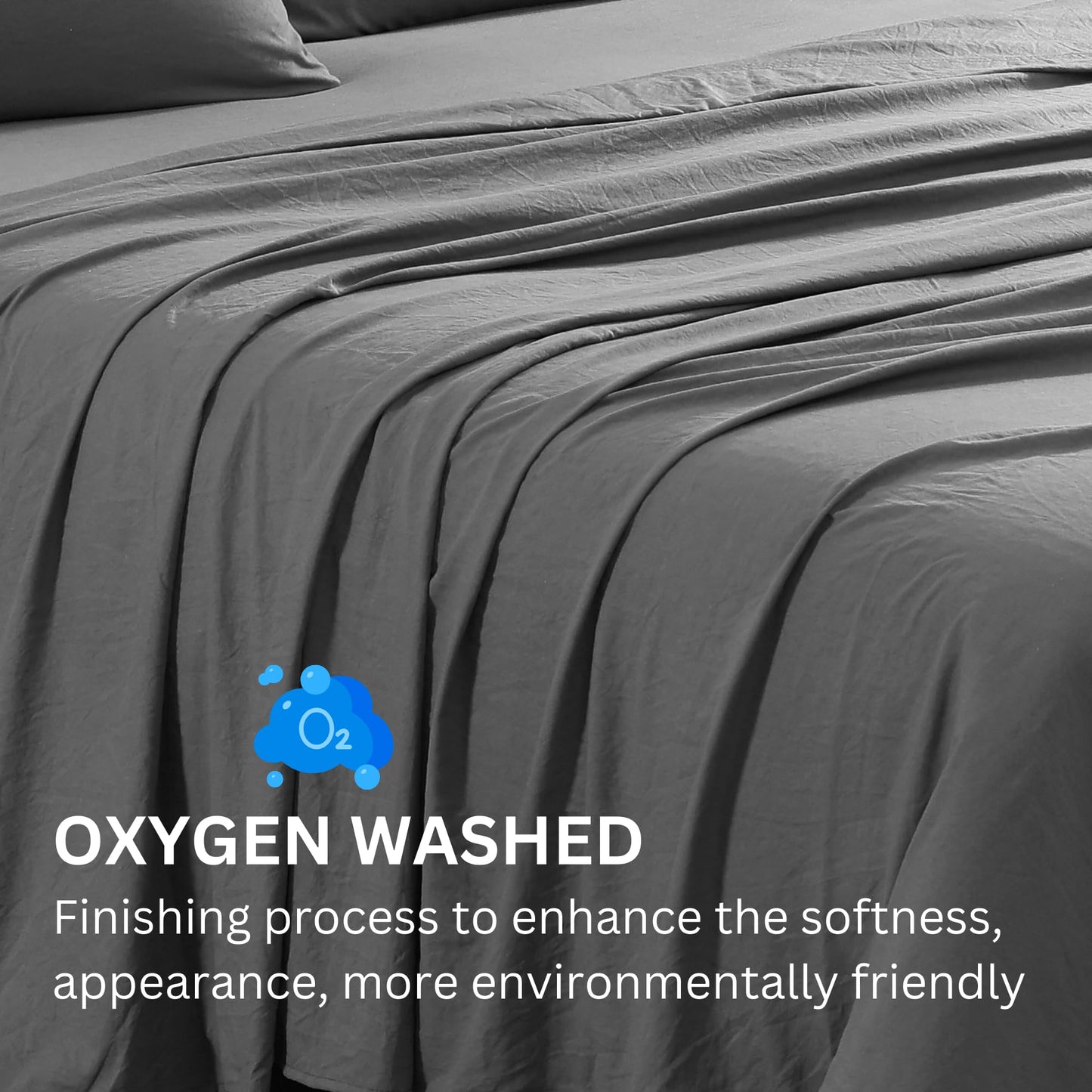 Queen Sheet Set Oxygen Washed - Premium Ultra-Soft Microfiber Queen Bed Sheets - Incredible Softness - Deep Pocket - Bedding Sheets & Pillowcases (Queen, Charcoal)