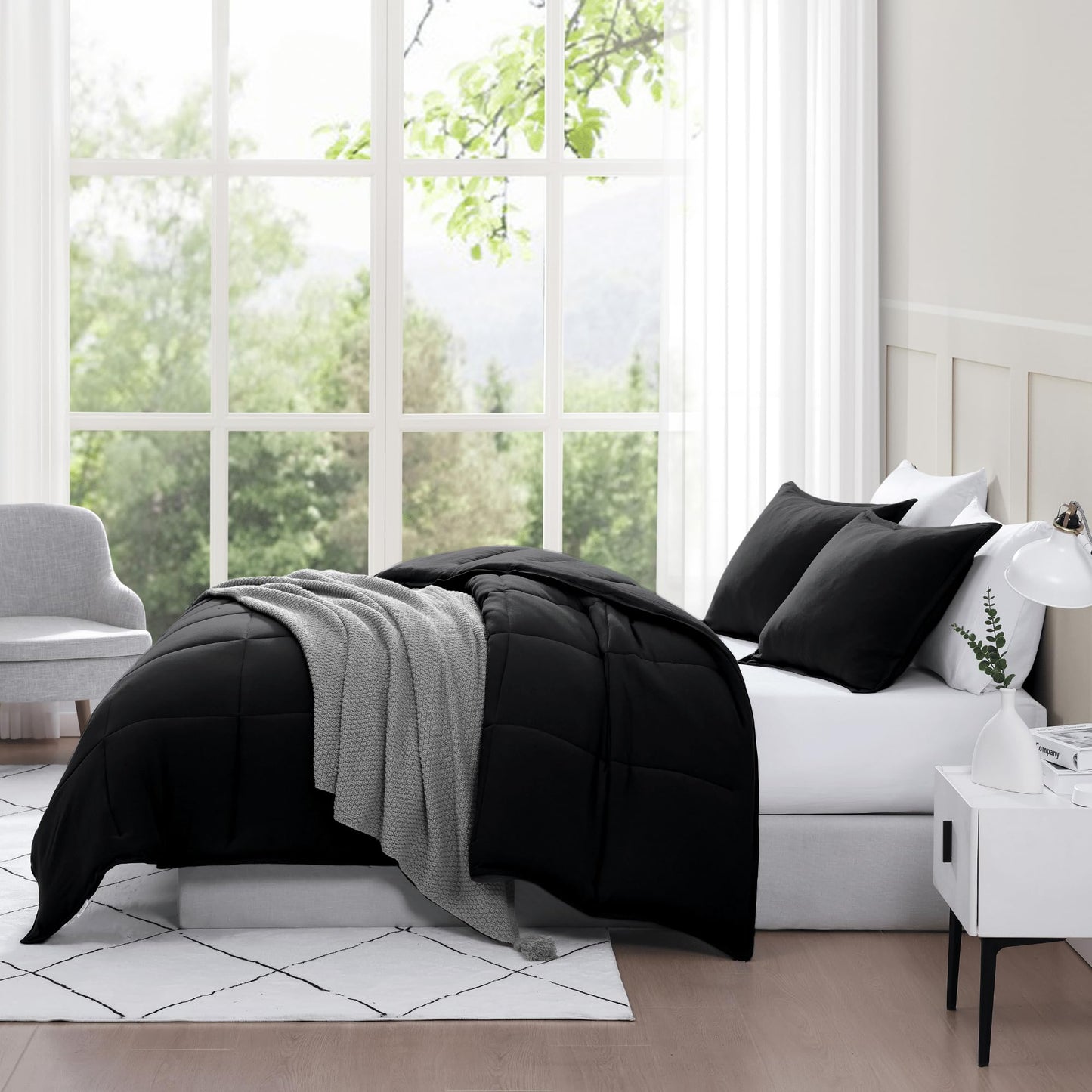 Comforter Set Queen Size - Goose Down Alternative – Washed Ultra-Soft - Premium All Season Warmth Bedding Set (Queen, French Blue)