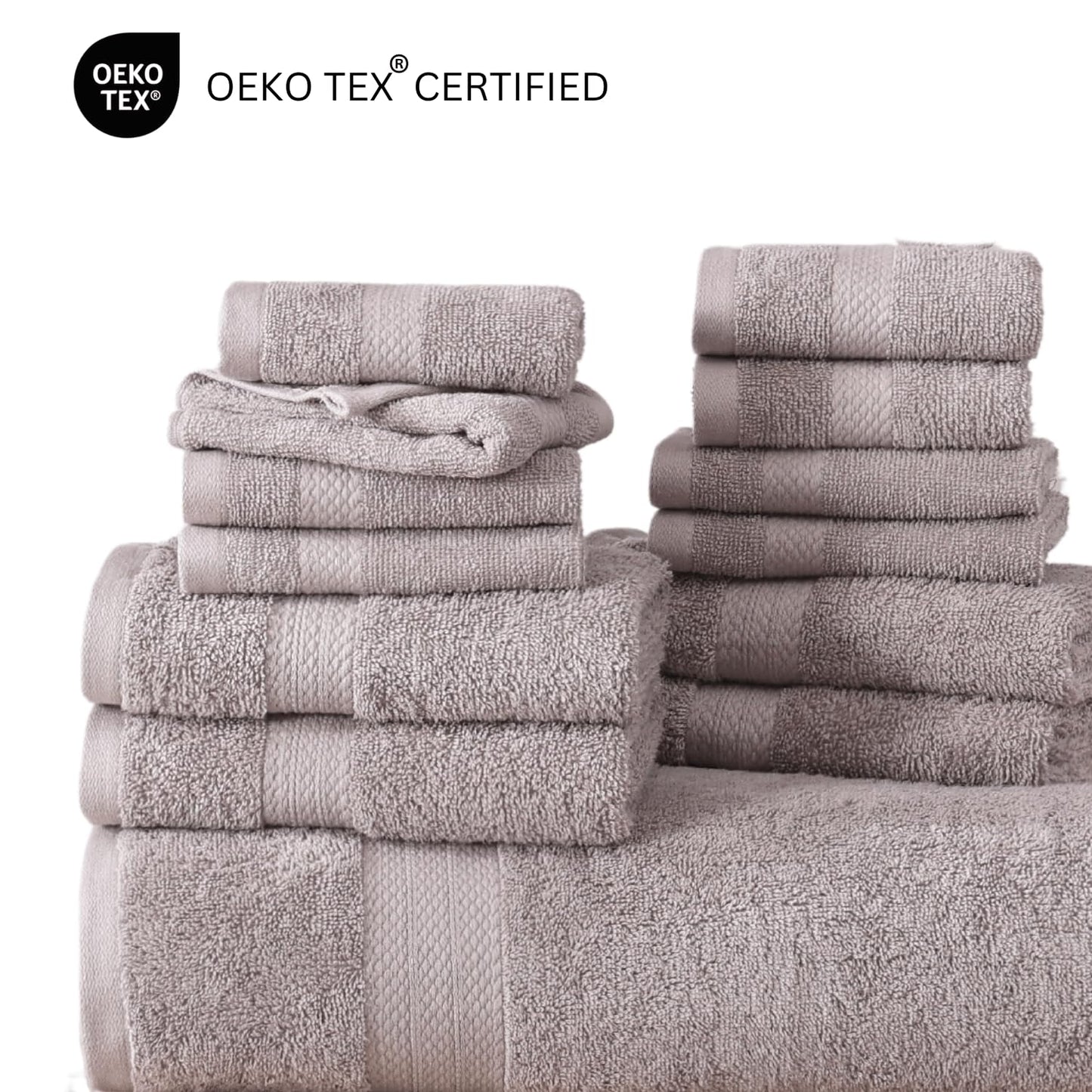 LANE LINEN 100% Cotton Bath Towels for Bathroom Set-Space Grey Bath Towel Set, 2 Luxury Bath Towels Extra Large, 4 Space Grey Hand Towels for Bathroom and 4 Washcloths Sets- 10 PC Bathroom Towels Set