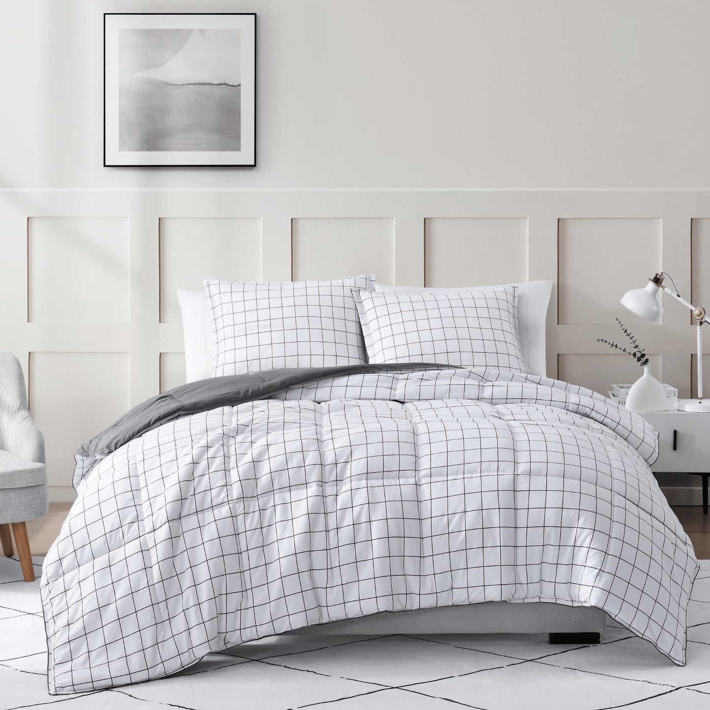 Comforter Set Queen Size - Goose Down Alternative – Washed Ultra-Soft - Premium All Season Warmth Bedding Set (Queen, French Blue)