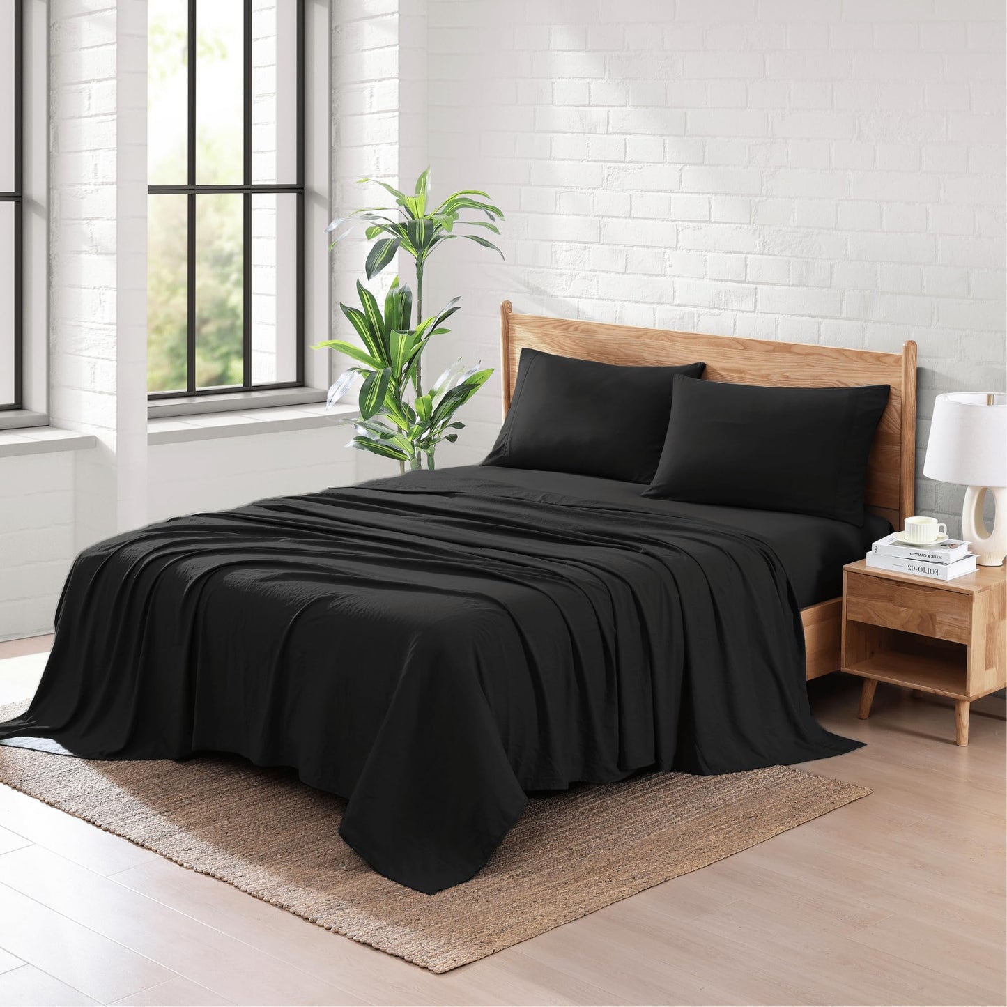 Queen Sheet Set Oxygen Washed - Premium Ultra-Soft Microfiber Queen Bed Sheets - Incredible Softness - Deep Pocket - Bedding Sheets & Pillowcases (Queen, Charcoal)