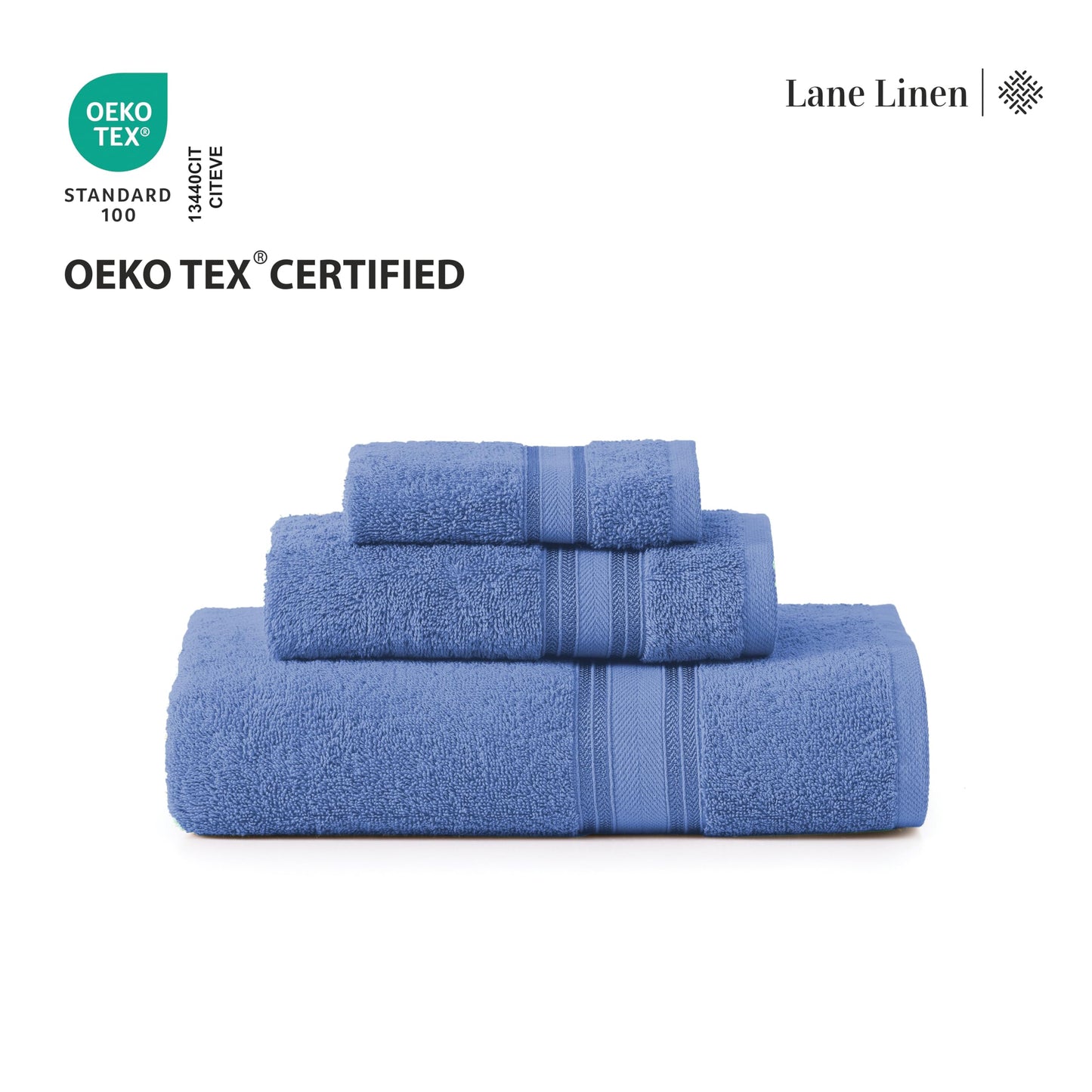 LANE LINEN Luxury Bath Towels Set - 6 Piece 100% CottonBathroom Zero Twist Shower Extra Absorbent Towel Super Soft 2 Hand Wash Cloths White