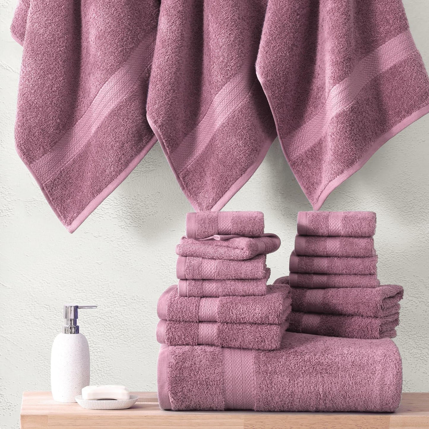 LANE LINEN 100% Cotton Bath Towels for Bathroom Set-Space Grey Bath Towel Set, 2 Luxury Bath Towels Extra Large, 4 Space Grey Hand Towels for Bathroom and 4 Washcloths Sets- 10 PC Bathroom Towels Set