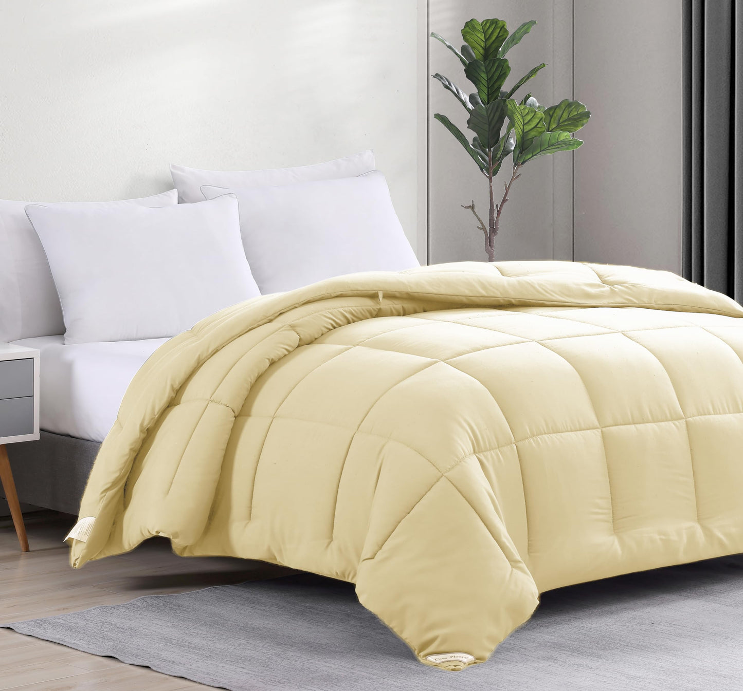 Comforter Queen Size Down Alternative Microfiber Quilted Solid Comforter/Duvet Insert - Ultra Soft Hypoallergenic Bedding - Medium Warmth for All Seasons Queen Comforter - White