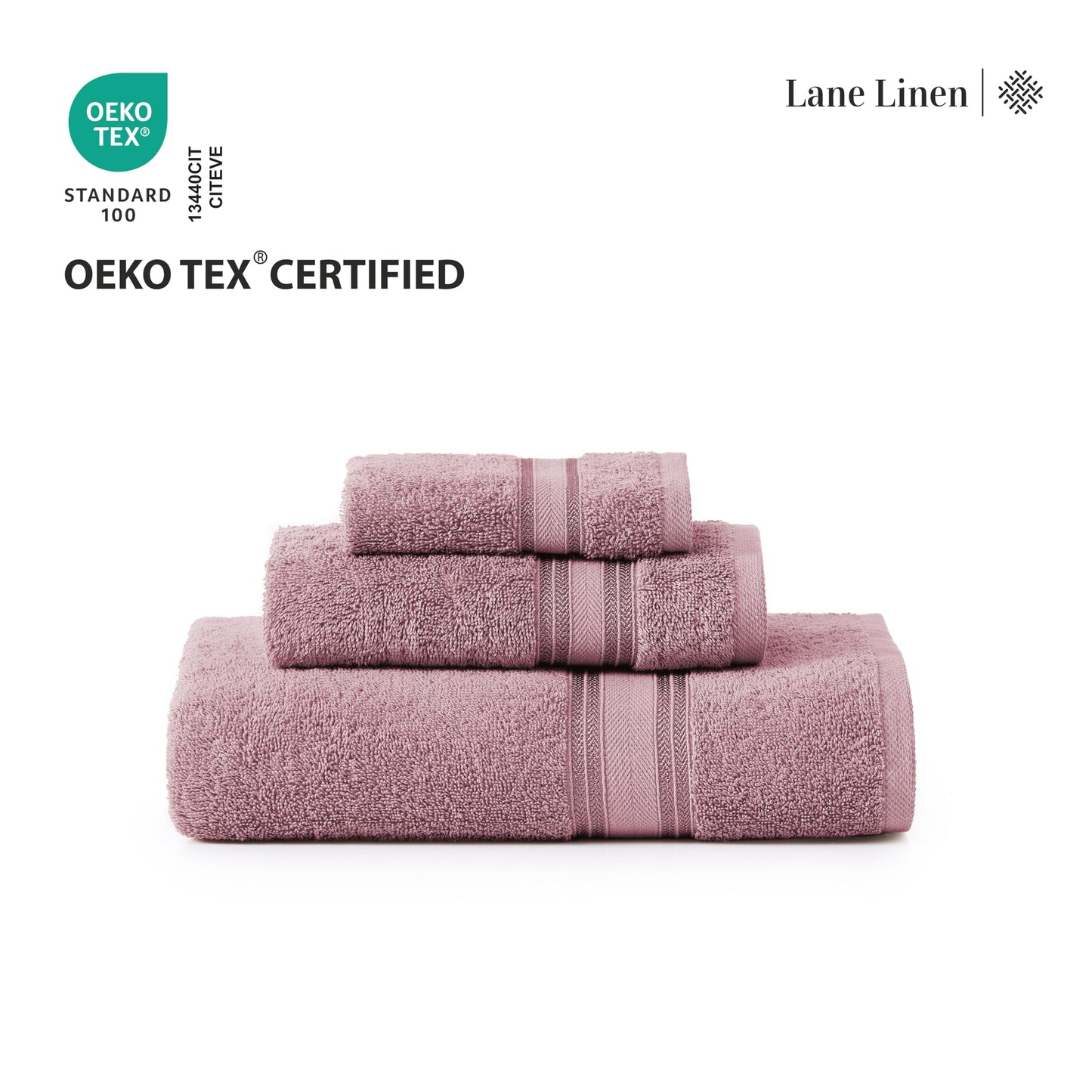 LANE LINEN Luxury Bath Towels Set - 6 Piece 100% CottonBathroom Zero Twist Shower Extra Absorbent Towel Super Soft 2 Hand Wash Cloths White