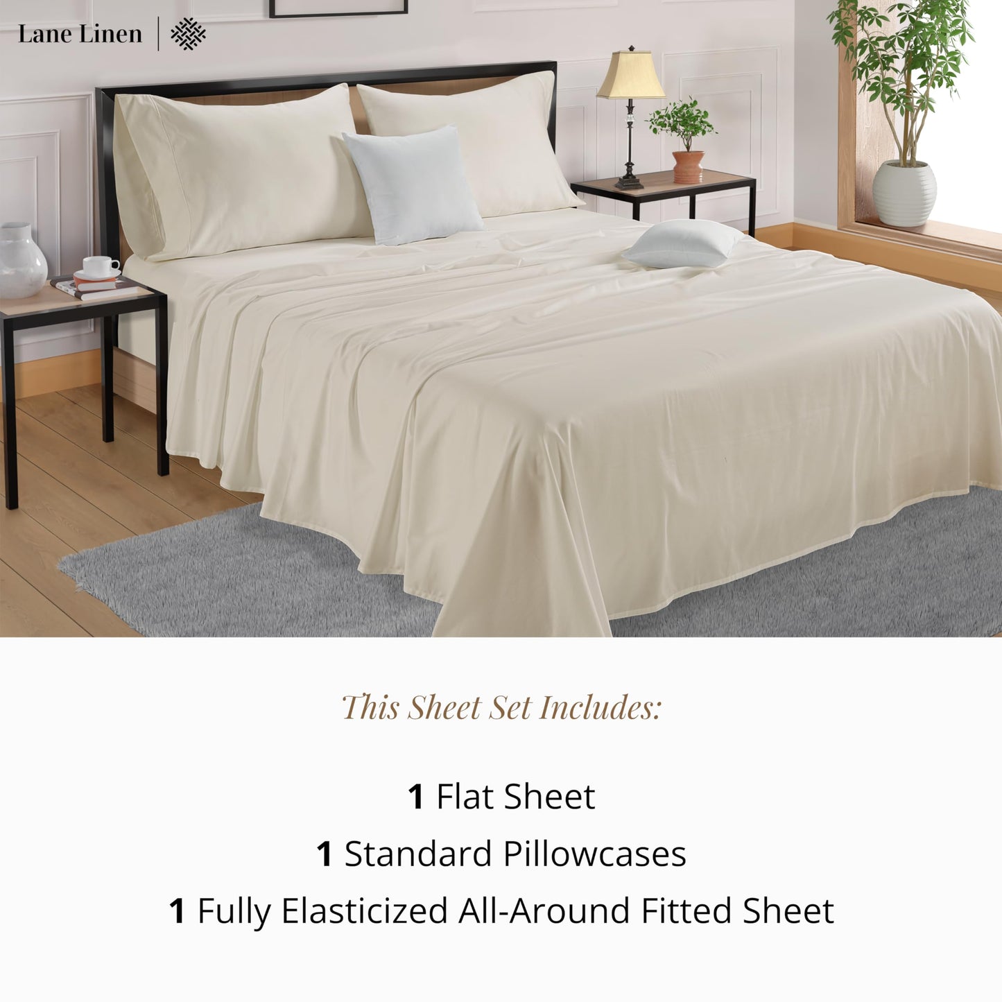 Queen Sheets Set, 4 Pc Queen Bed Sheets, 600 Thread Count 100% Long Staple Combed Cotton, Luxury Cotton Sheets for Queen Size Bed, Sheet & Pillowcase Sets, Deep Pocket Queen Sheets - Mineral