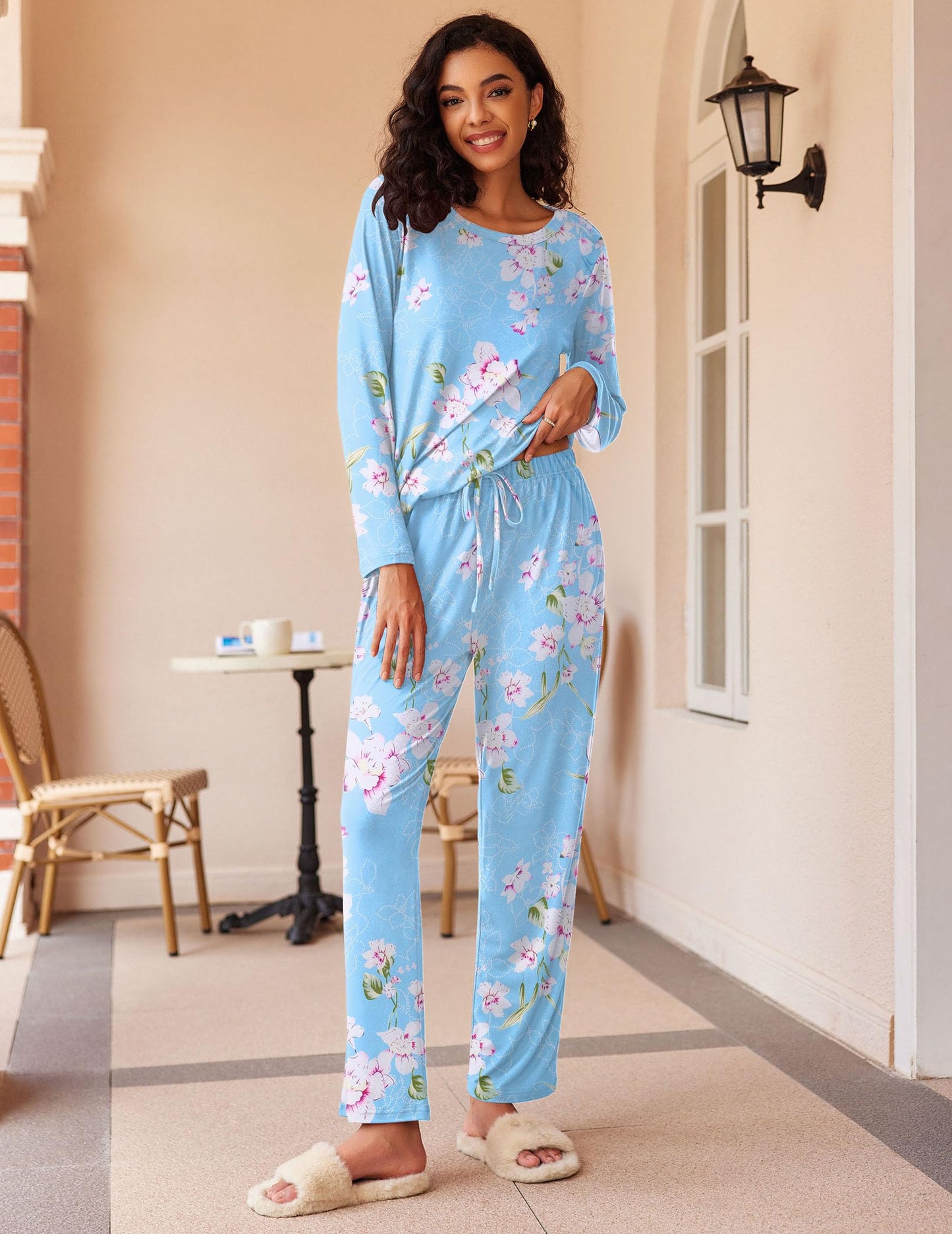 Ekouaer 2 Pack Women's Pajama Set Soft Long Sleeve Sleepwear Loungewear Pjs Sets with Pockets