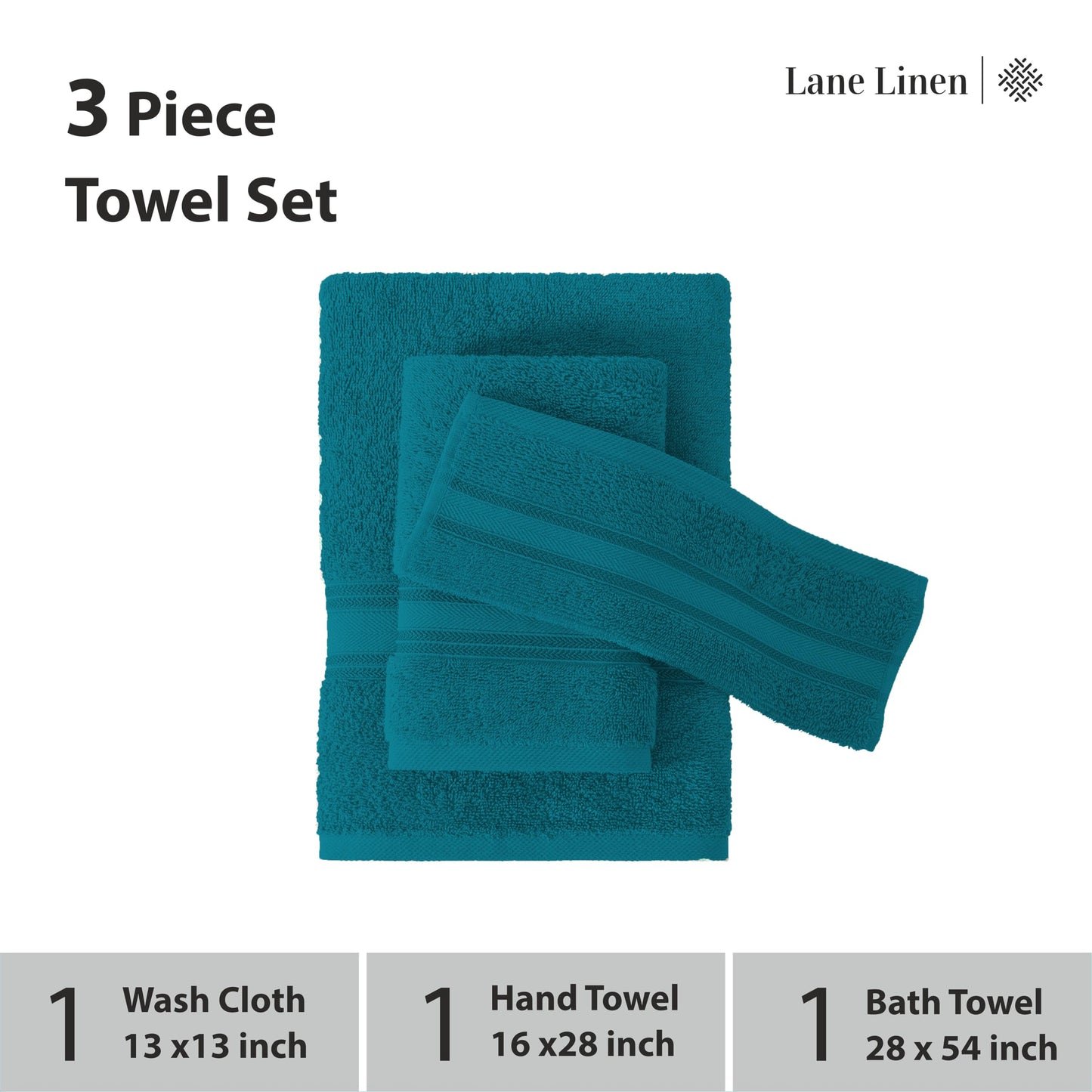 LANE LINEN Luxury Bath Towels Set - 6 Piece 100% CottonBathroom Zero Twist Shower Extra Absorbent Towel Super Soft 2 Hand Wash Cloths White