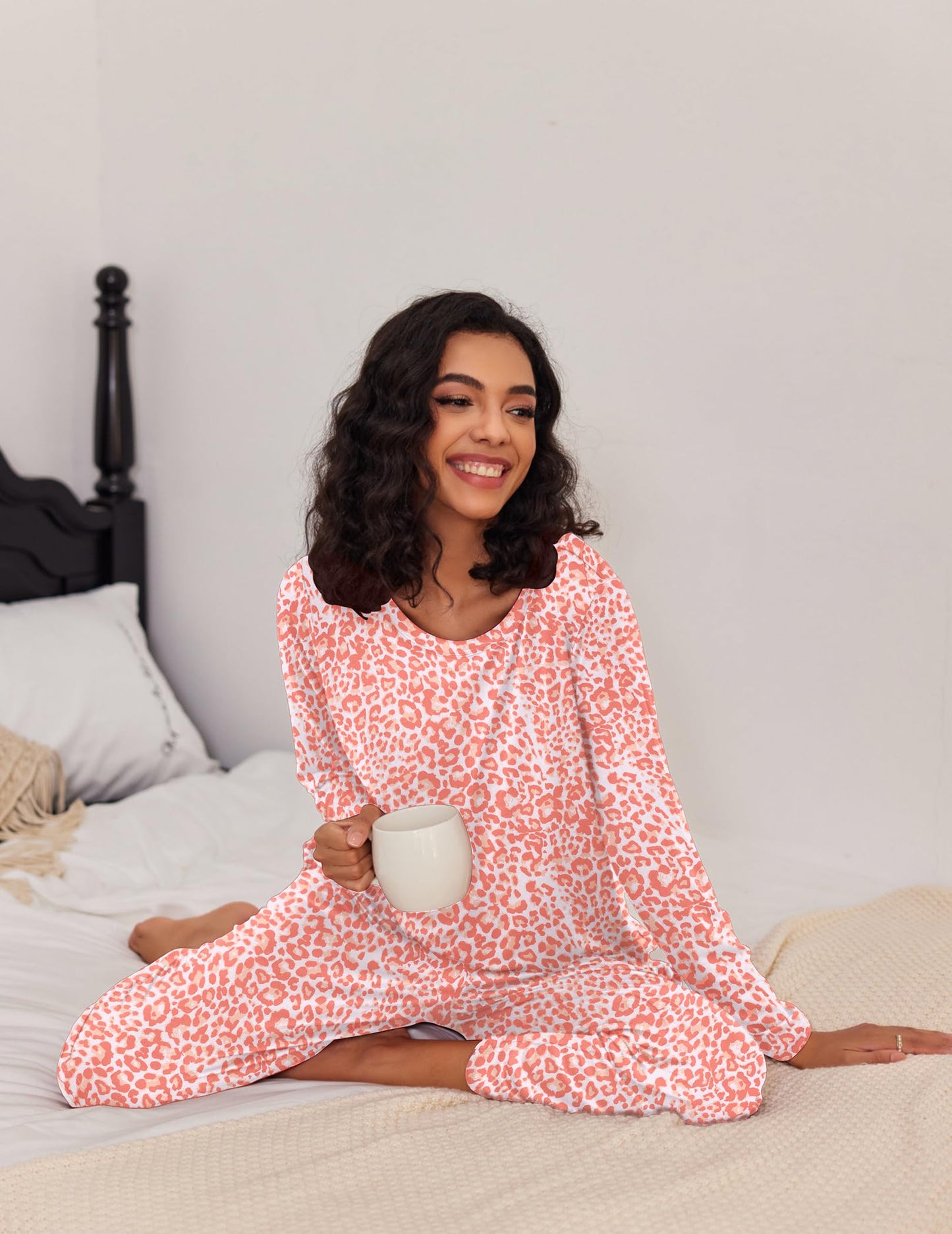 Ekouaer 2 Pack Women's Pajama Set Soft Long Sleeve Sleepwear Loungewear Pjs Sets with Pockets