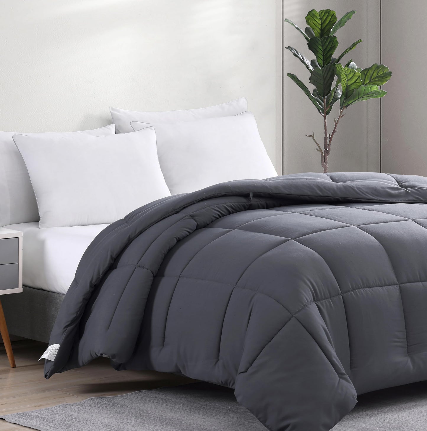 Comforter Queen Size Down Alternative Microfiber Quilted Solid Comforter/Duvet Insert - Ultra Soft Hypoallergenic Bedding - Medium Warmth for All Seasons Queen Comforter - White