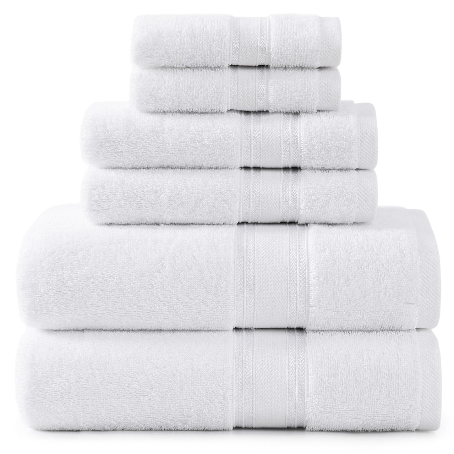 LANE LINEN Luxury Bath Towels Set - 6 Piece 100% CottonBathroom Zero Twist Shower Extra Absorbent Towel Super Soft 2 Hand Wash Cloths White