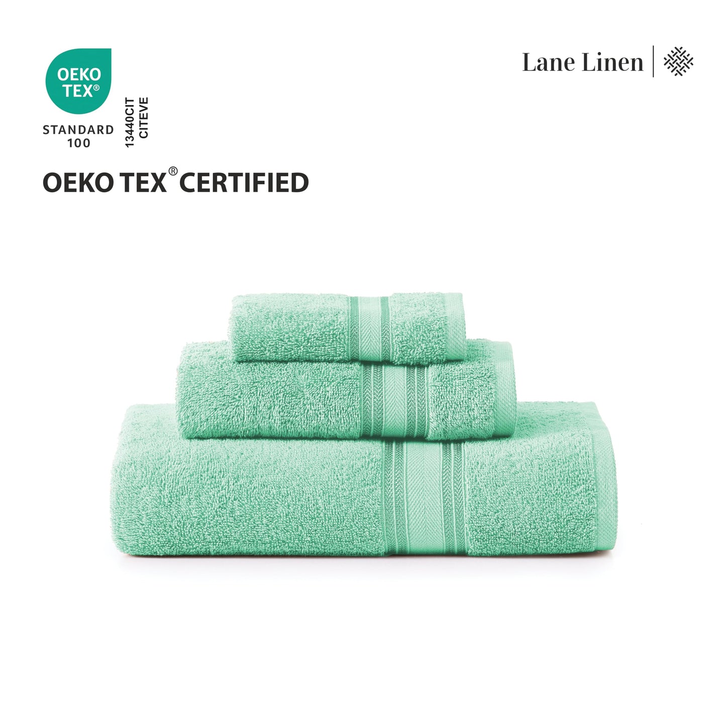 LANE LINEN Luxury Bath Towels Set - 6 Piece 100% CottonBathroom Zero Twist Shower Extra Absorbent Towel Super Soft 2 Hand Wash Cloths White