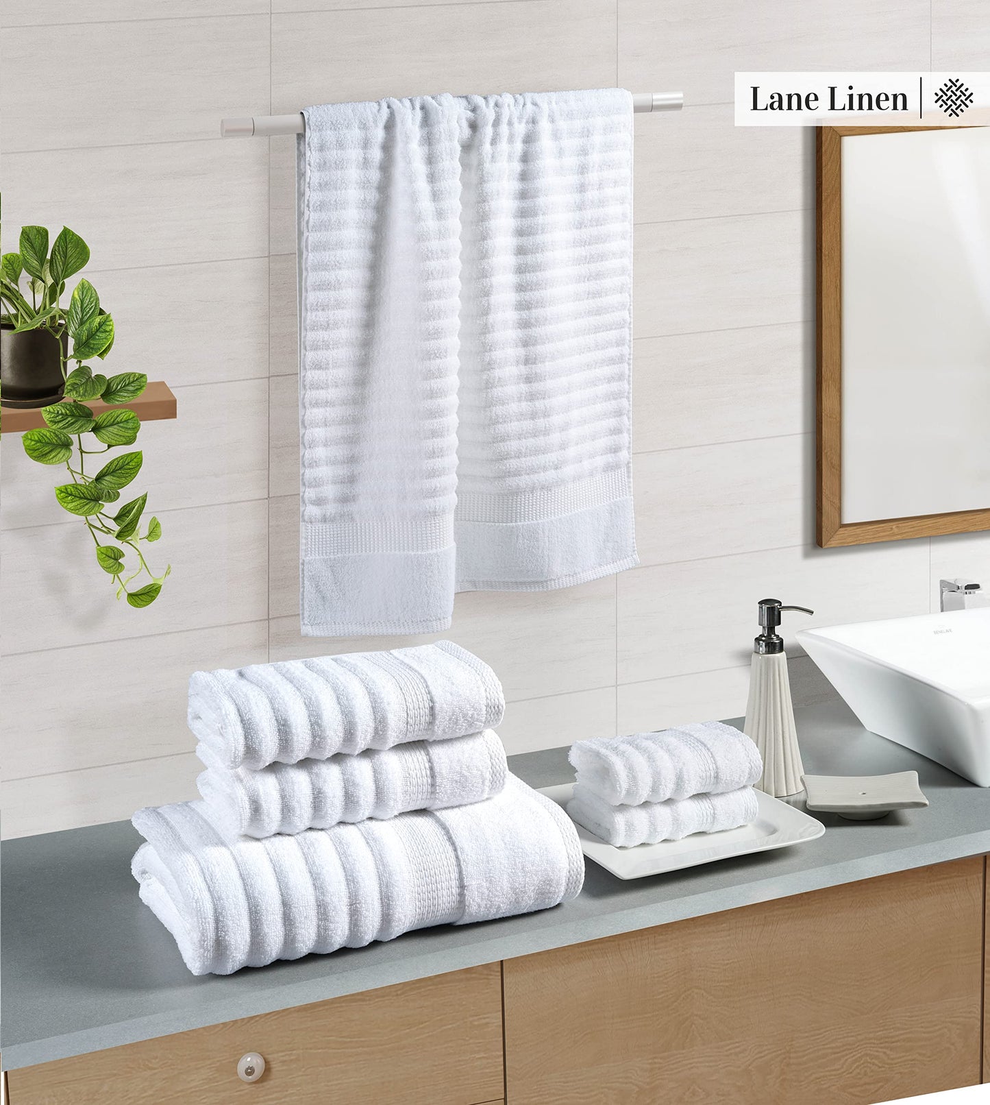 LANE LINEN Large Bath Towels - 100% Cotton Bath Sheets, Extra Large Bath Towels, Zero Twist, 4 Piece Bath Sheet Set, Quick Dry, Super Soft Shower Towels, Absorbent Bathroom Towels - Pearl Blush