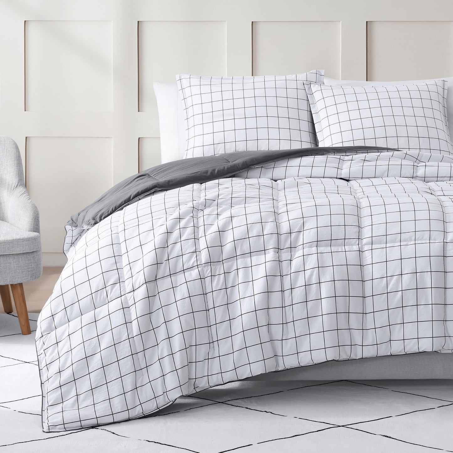 Comforter Set Queen Size - Goose Down Alternative – Washed Ultra-Soft - Premium All Season Warmth Bedding Set (Queen, French Blue)