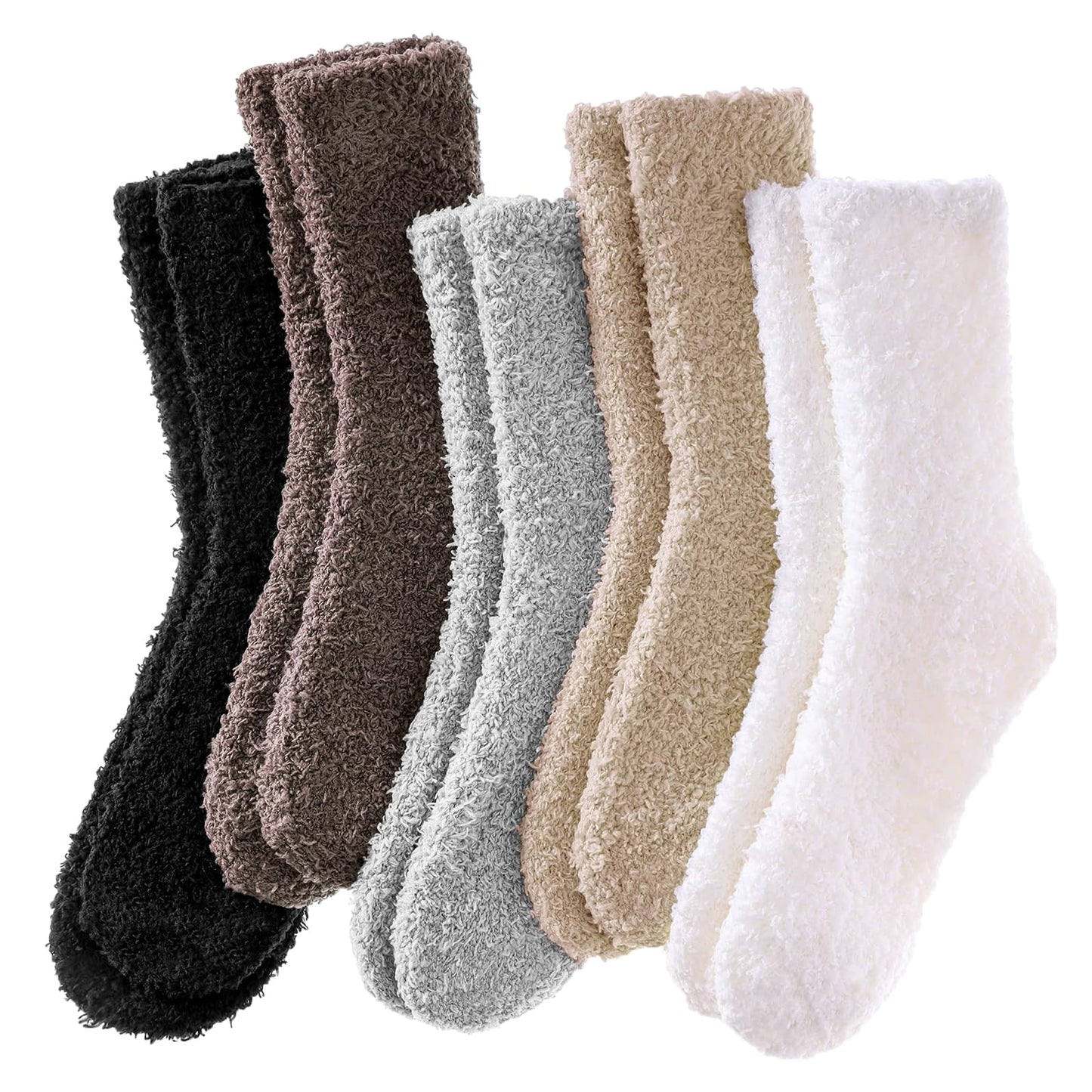 VoJoPi Fuzzy Socks for Women, Size 5-10, 5 Pairs Warm Fluffy Winter Bed Socks Cozy Sleeping Socks, Gifts Christmas Socks