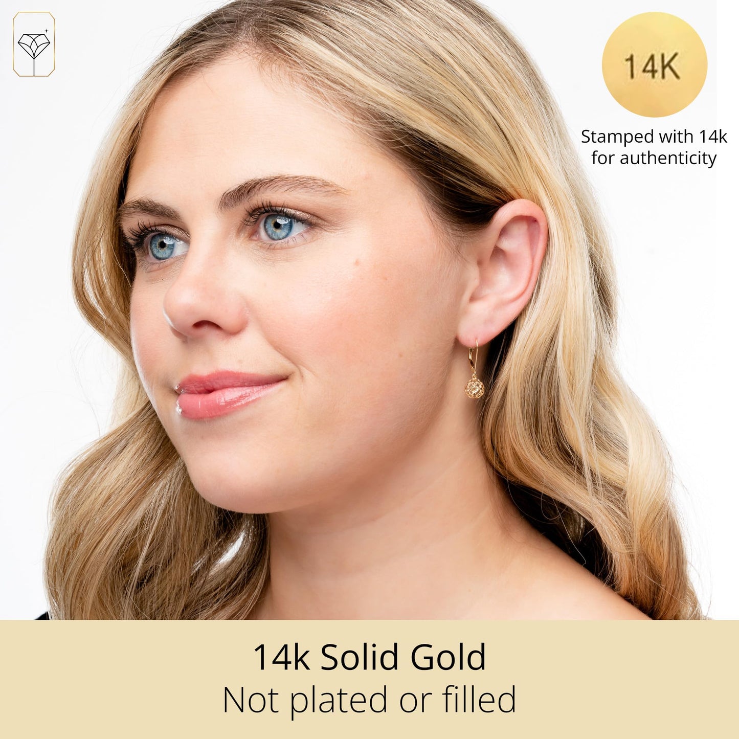 14K Filigree Gold Earrings for Women | Gold Dangle Earrings with Secure Leverback | Hypoallergenic and Lightweight Drop Earrings for Women by MAX + STONE