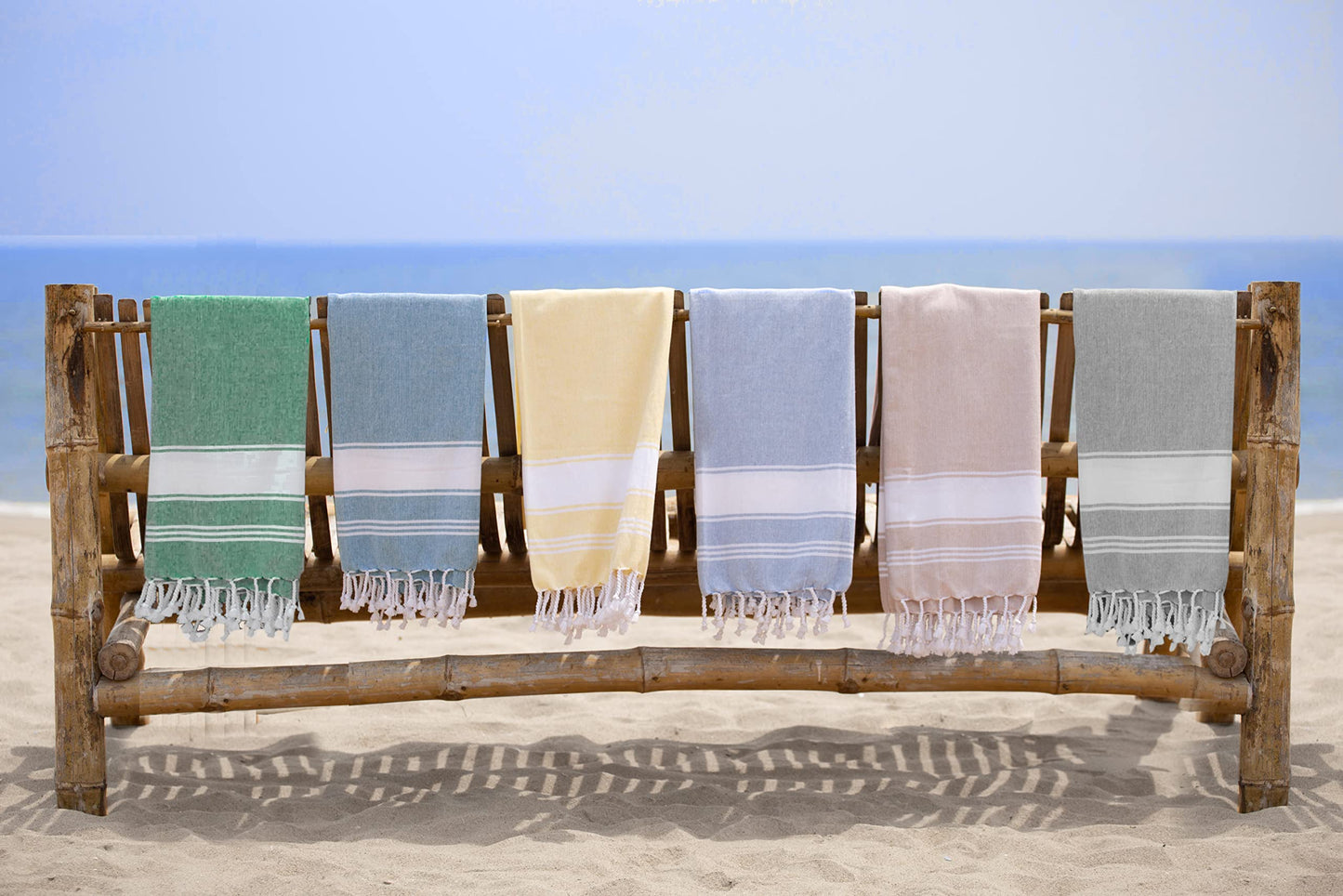 Lane Linen Beach Towels 6 Pack, 100% Cotton Oversized Beach Towel, Pre-Washed Large Beach Towel, Stylish Pool Towels For Adults, Quick Dry Beach Towel, Lightweight Travel Towel, 39"x71" - Multi Colors