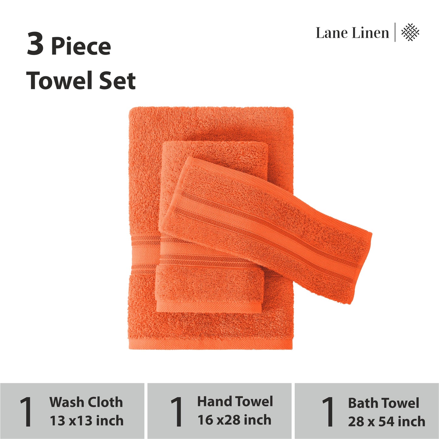 LANE LINEN Luxury Bath Towels Set - 6 Piece 100% CottonBathroom Zero Twist Shower Extra Absorbent Towel Super Soft 2 Hand Wash Cloths White