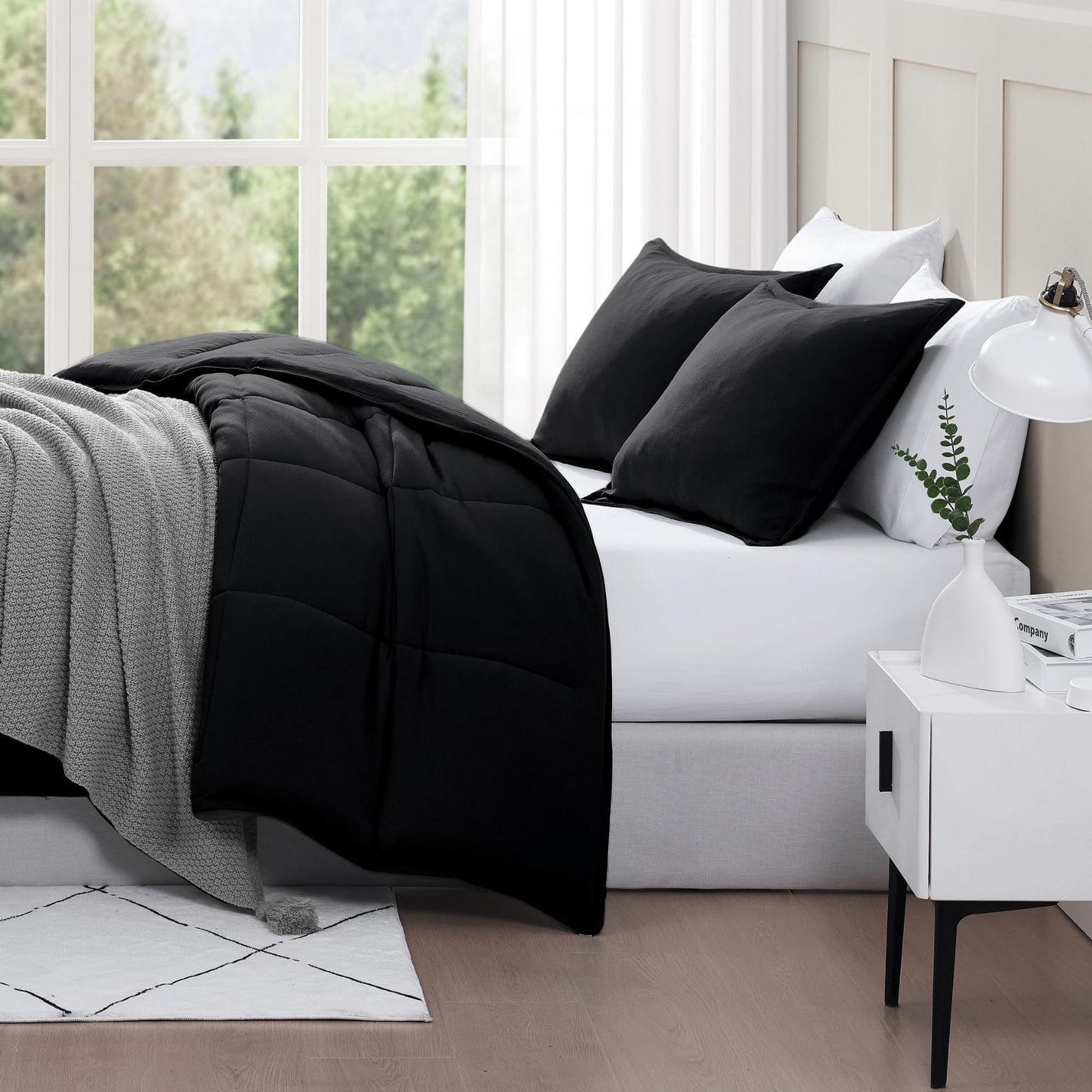 Comforter Set Queen Size - Goose Down Alternative – Washed Ultra-Soft - Premium All Season Warmth Bedding Set (Queen, French Blue)