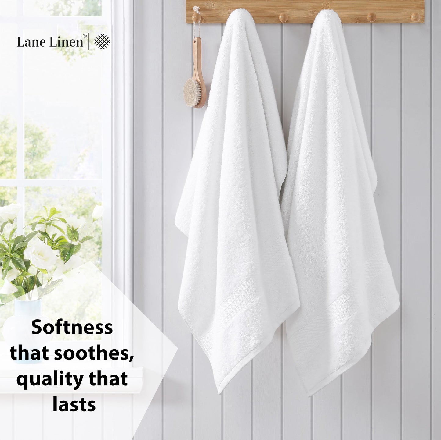 LANE LINEN 100% Cotton Bath Towels for Bathroom Set-Space Grey Bath Towel Set, 2 Luxury Bath Towels Extra Large, 4 Space Grey Hand Towels for Bathroom and 4 Washcloths Sets- 10 PC Bathroom Towels Set