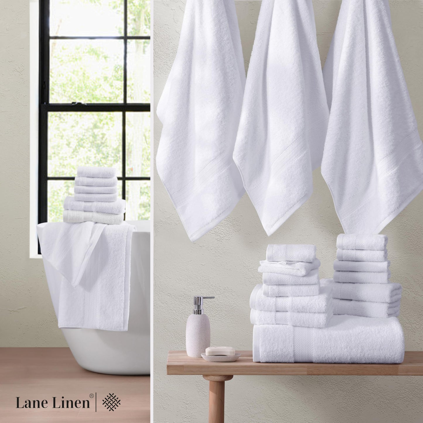 LANE LINEN 100% Cotton Bath Towels for Bathroom Set-Space Grey Bath Towel Set, 2 Luxury Bath Towels Extra Large, 4 Space Grey Hand Towels for Bathroom and 4 Washcloths Sets- 10 PC Bathroom Towels Set