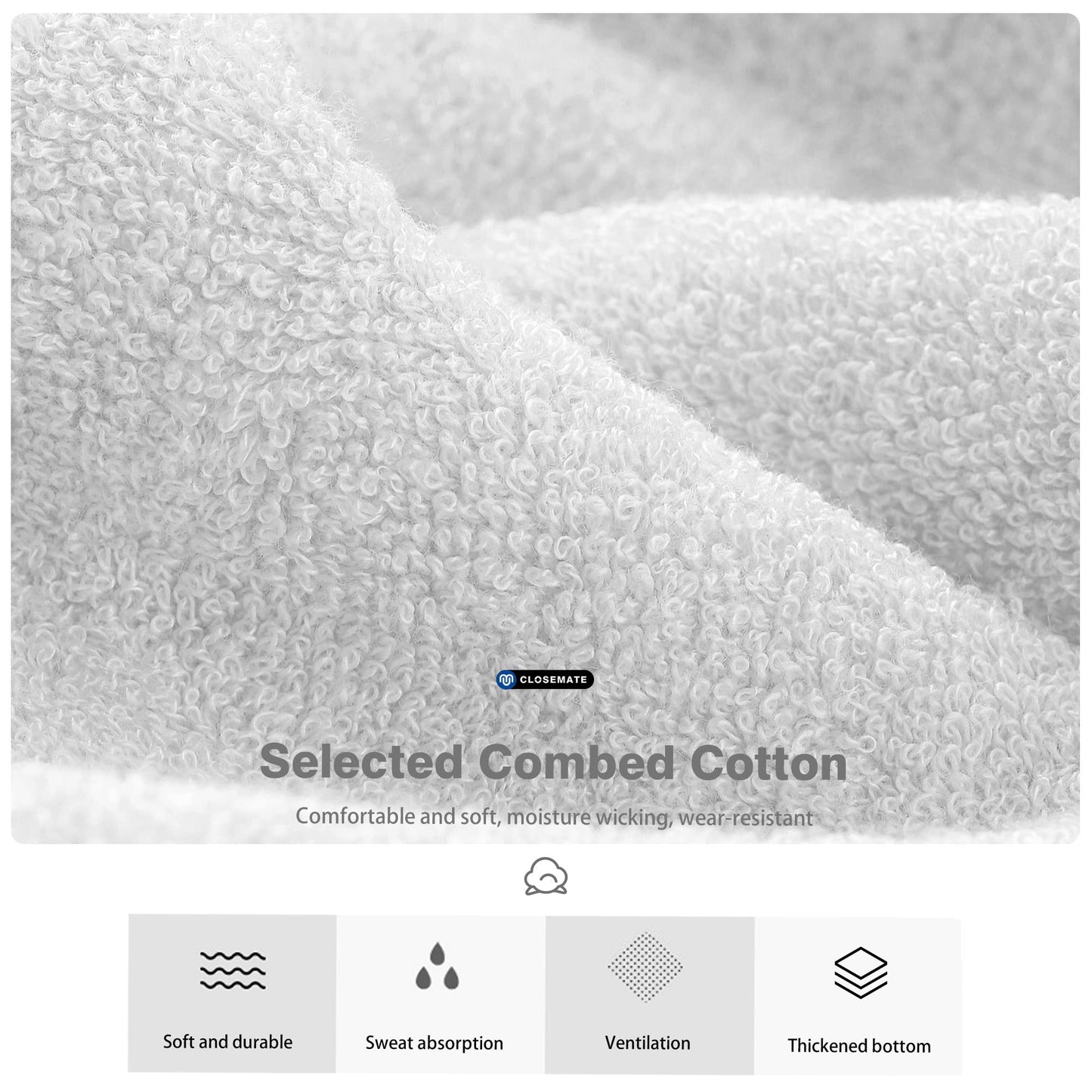 Closemate Mens Ankle Socks 6 Pairs Low Cut Athletic Socks Cotton Cushioned Tab Non-Slip Running Sport Socks
