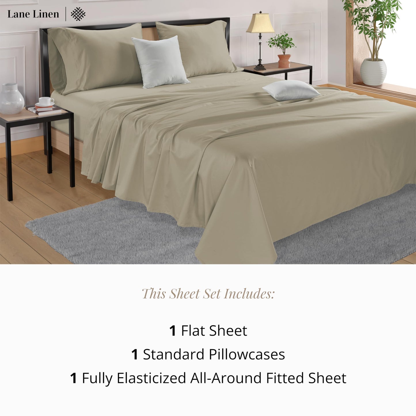 Queen Sheets Set, 4 Pc Queen Bed Sheets, 600 Thread Count 100% Long Staple Combed Cotton, Luxury Cotton Sheets for Queen Size Bed, Sheet & Pillowcase Sets, Deep Pocket Queen Sheets - Mineral