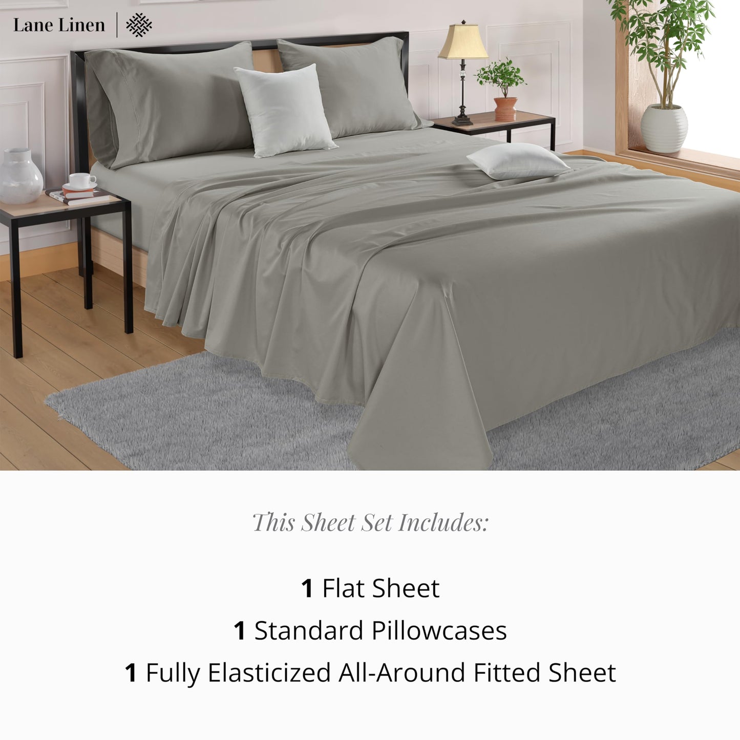 Queen Sheets Set, 4 Pc Queen Bed Sheets, 600 Thread Count 100% Long Staple Combed Cotton, Luxury Cotton Sheets for Queen Size Bed, Sheet & Pillowcase Sets, Deep Pocket Queen Sheets - Mineral