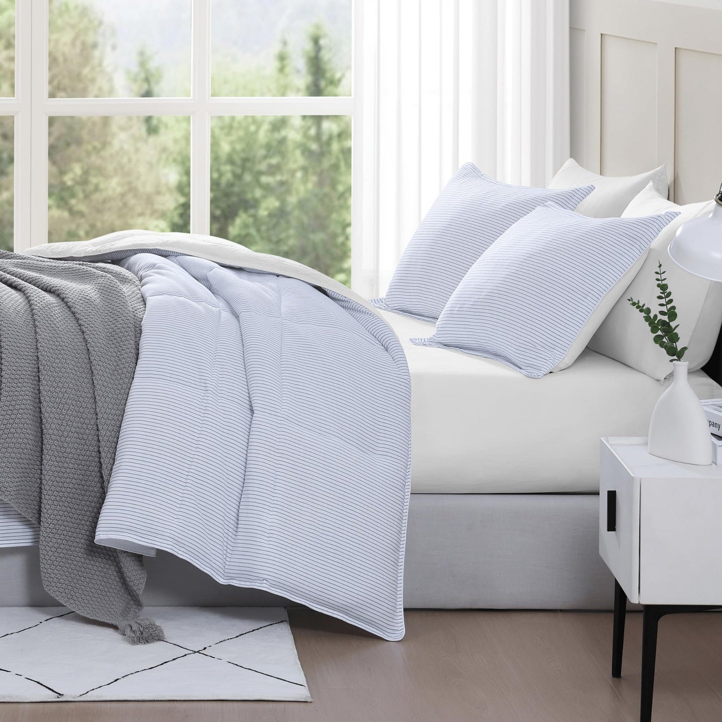 Ultra Soft Organic Cotton Queen Comforter Set - Hypoallergenic Down Alternative, All-Season Warm Bedding (1 Comforter, 2 Pillow Shams) - Charcoal