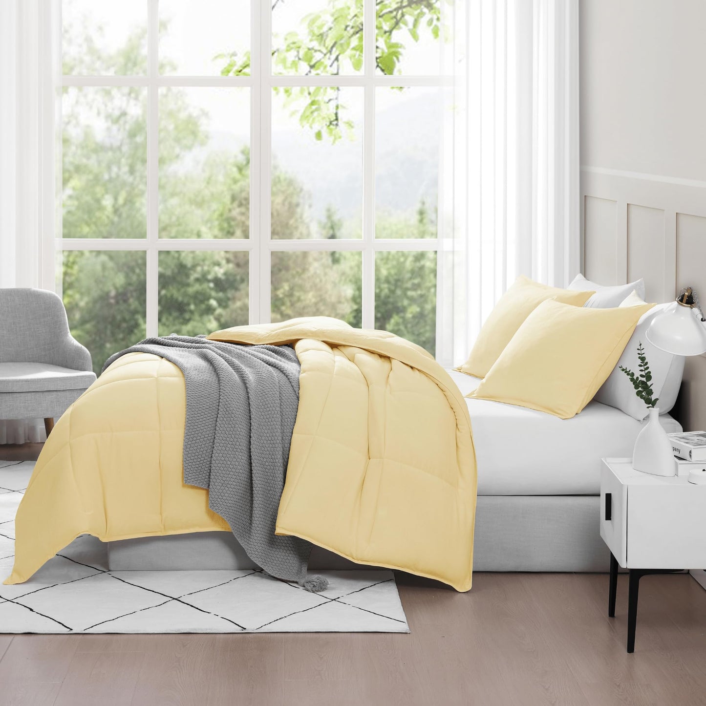 Comforter Set Queen Size - Goose Down Alternative – Washed Ultra-Soft - Premium All Season Warmth Bedding Set (Queen, French Blue)