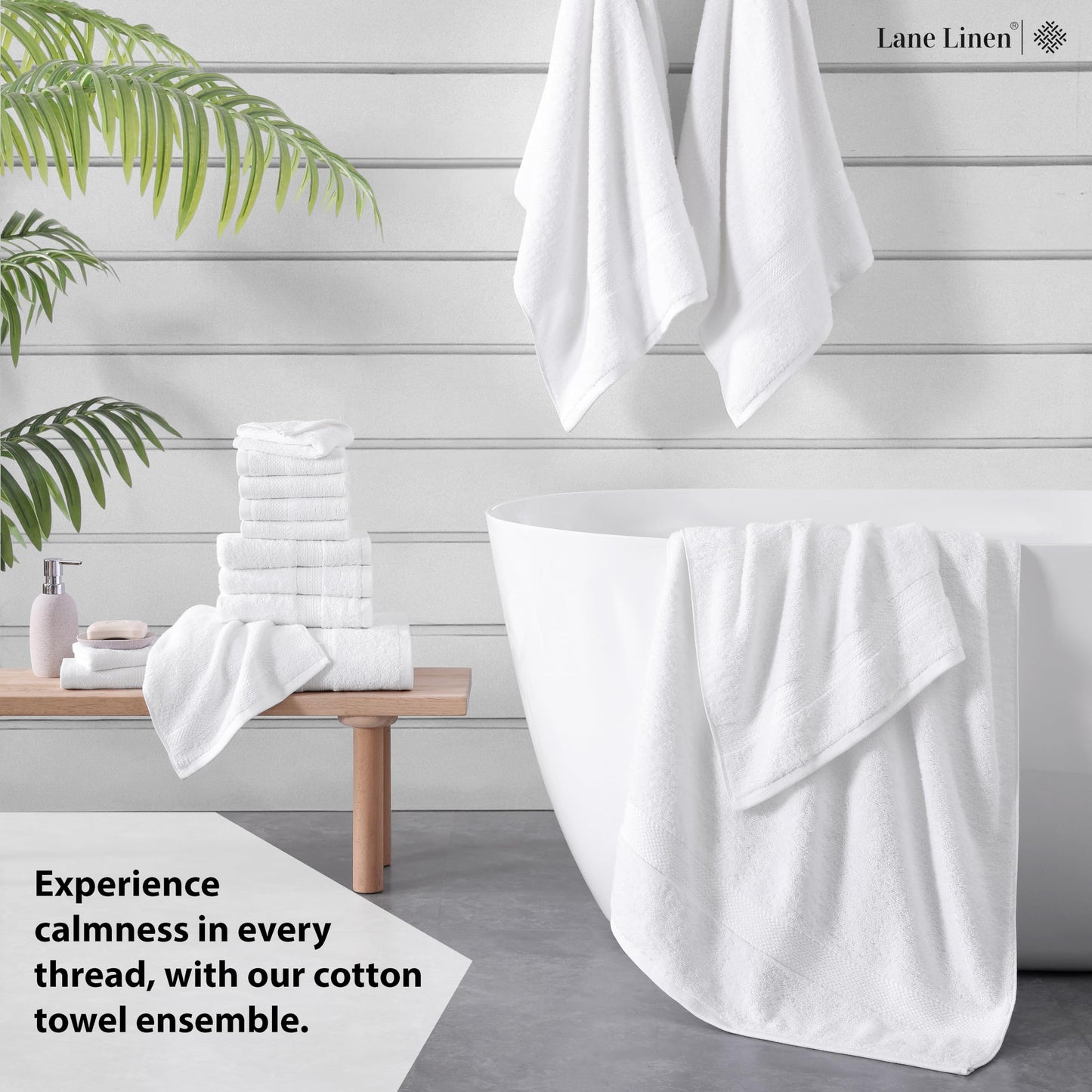 LANE LINEN 100% Cotton Bath Towels for Bathroom Set-Space Grey Bath Towel Set, 2 Luxury Bath Towels Extra Large, 4 Space Grey Hand Towels for Bathroom and 4 Washcloths Sets- 10 PC Bathroom Towels Set