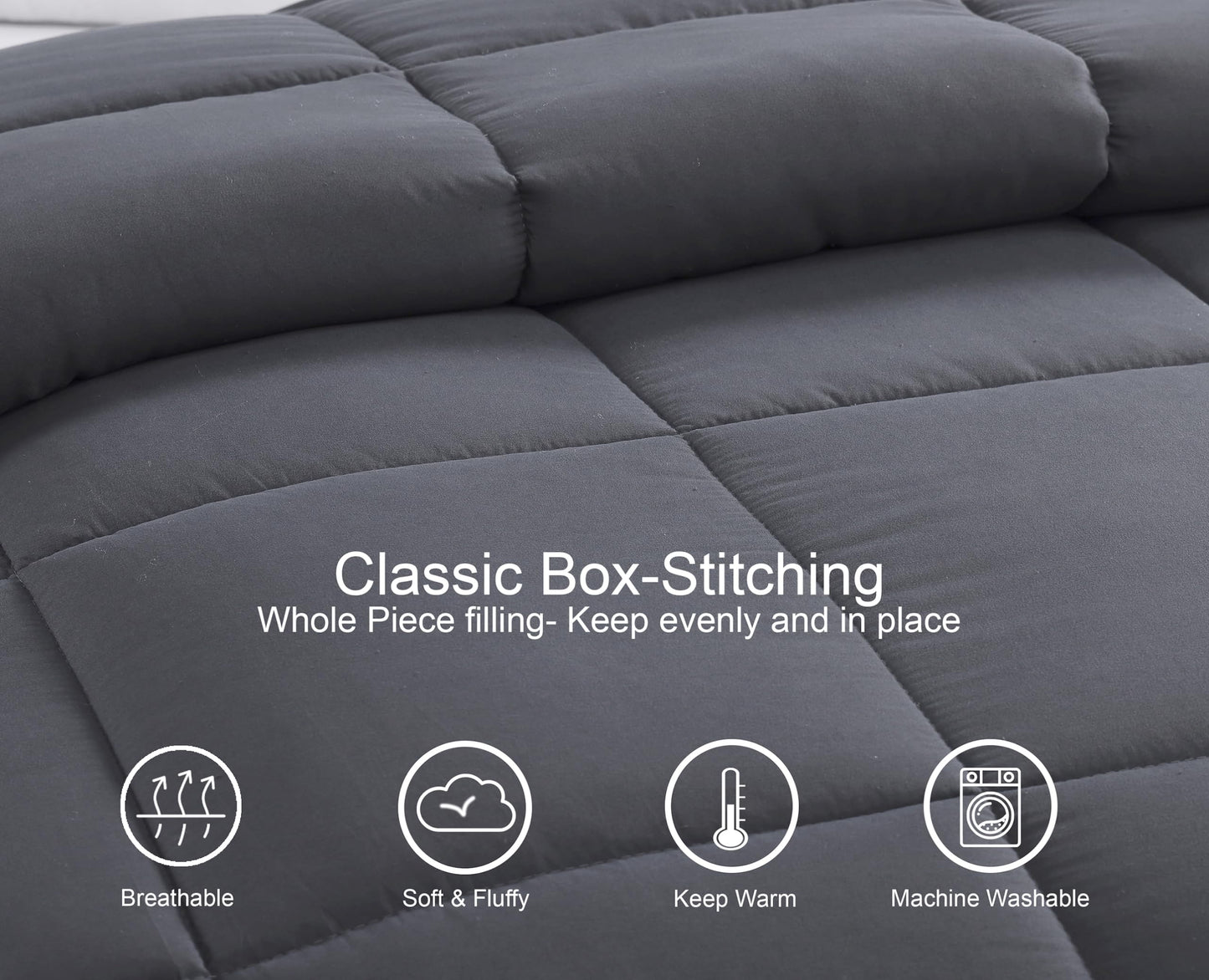 Comforter Queen Size Down Alternative Microfiber Quilted Solid Comforter/Duvet Insert - Ultra Soft Hypoallergenic Bedding - Medium Warmth for All Seasons Queen Comforter - White
