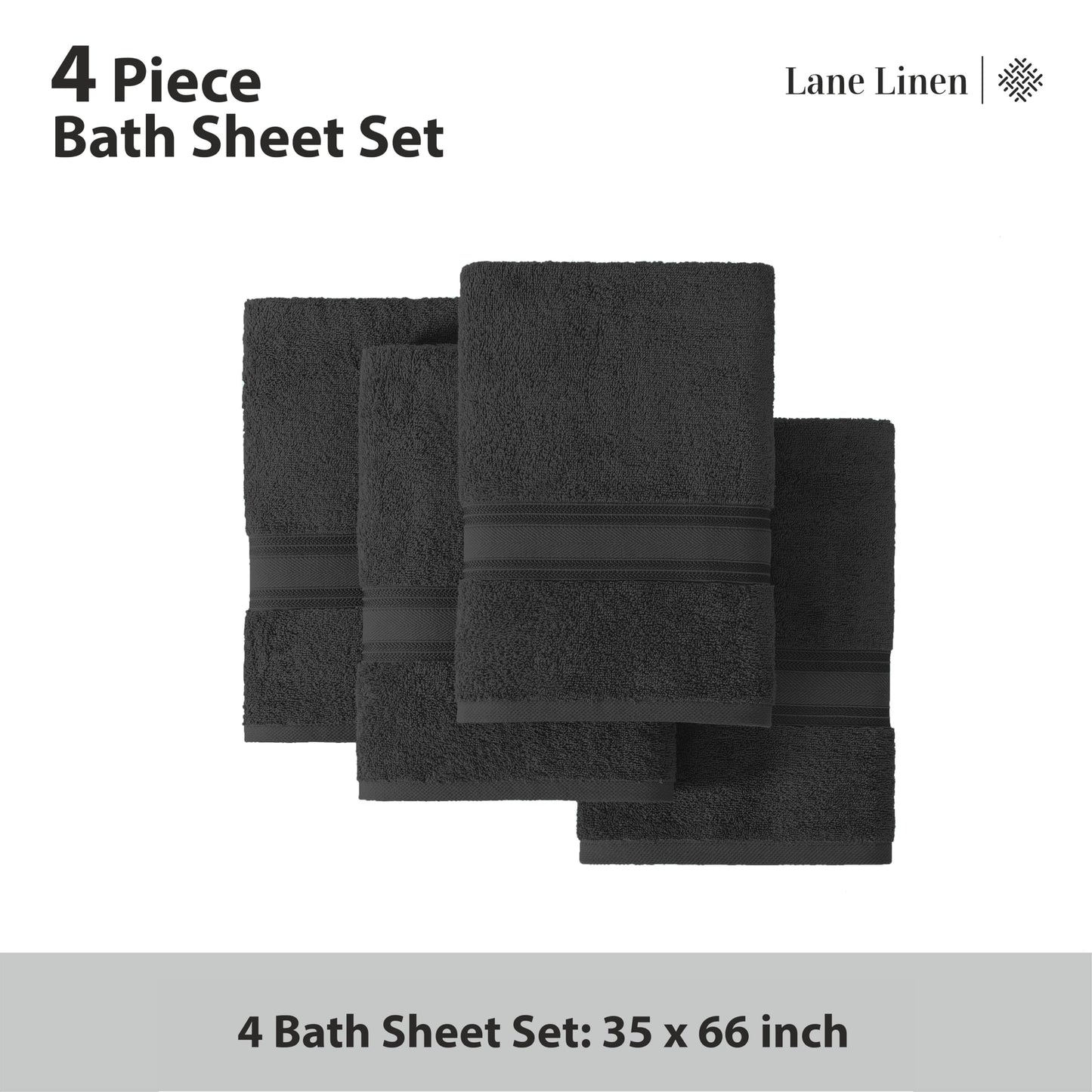 LANE LINEN Large Bath Towels - 100% Cotton Bath Sheets, Extra Large Bath Towels, Zero Twist, 4 Piece Bath Sheet Set, Quick Dry, Super Soft Shower Towels, Absorbent Bathroom Towels - Pearl Blush