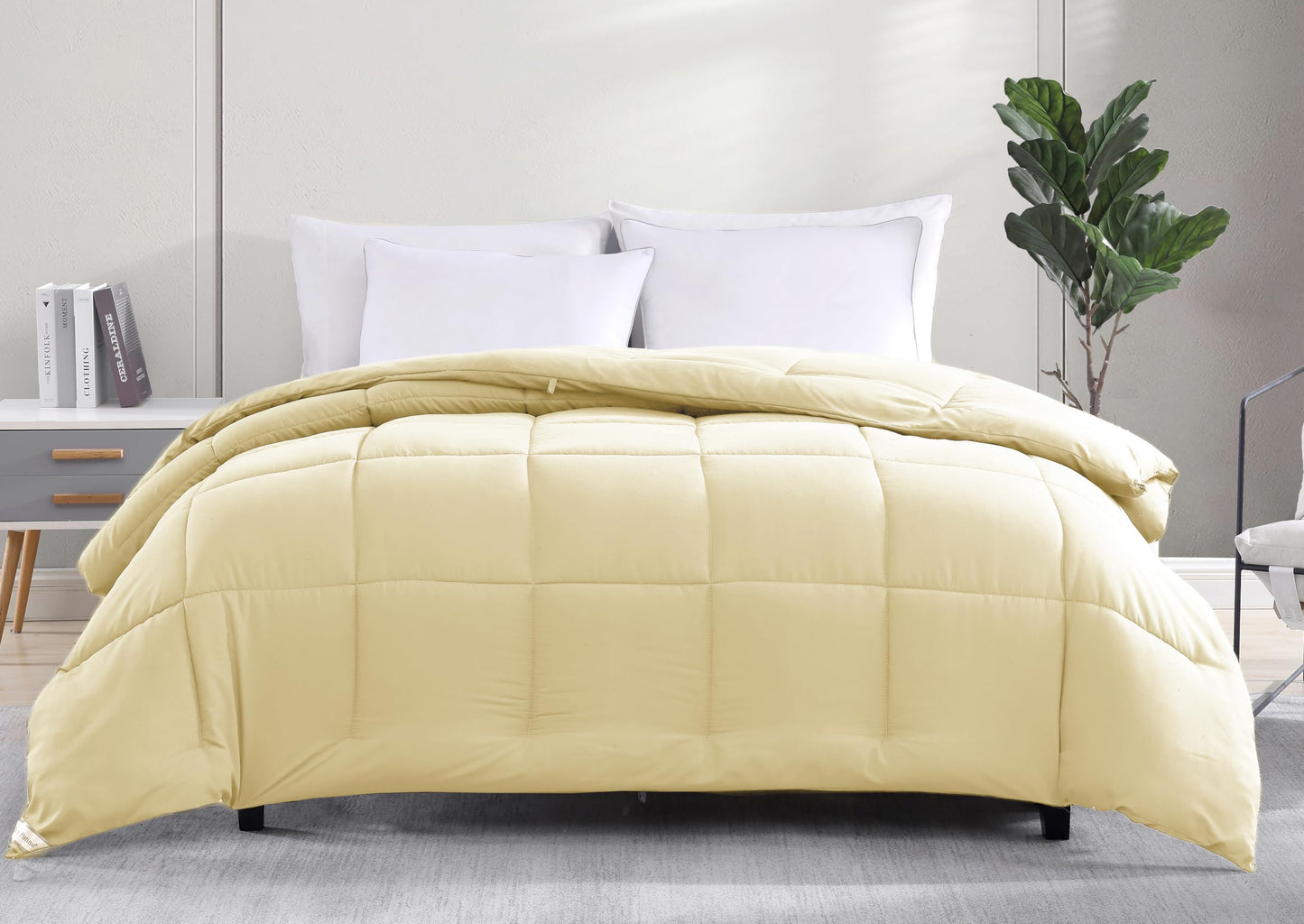 Comforter Queen Size Down Alternative Microfiber Quilted Solid Comforter/Duvet Insert - Ultra Soft Hypoallergenic Bedding - Medium Warmth for All Seasons Queen Comforter - White