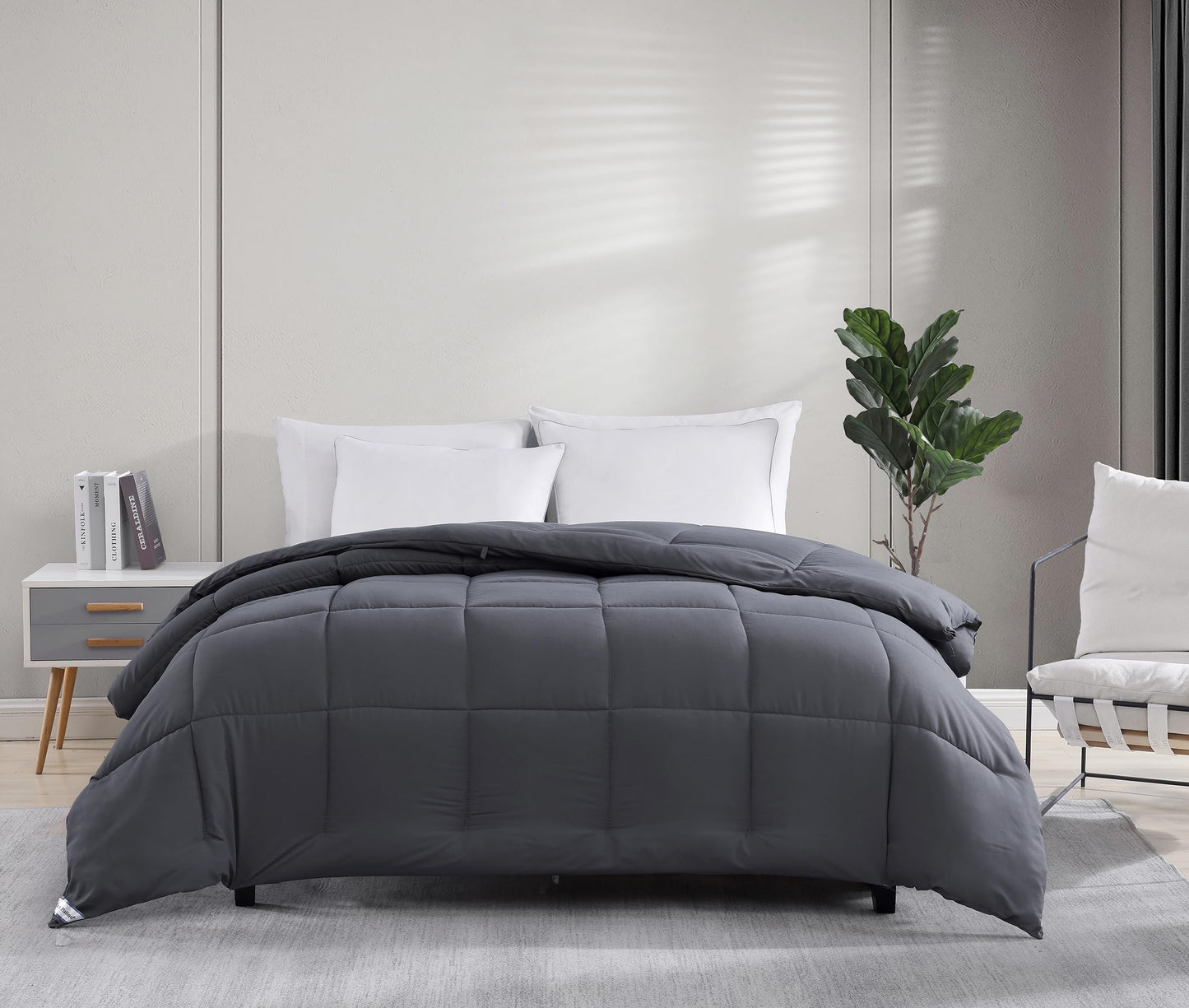 Comforter Queen Size Down Alternative Microfiber Quilted Solid Comforter/Duvet Insert - Ultra Soft Hypoallergenic Bedding - Medium Warmth for All Seasons Queen Comforter - White
