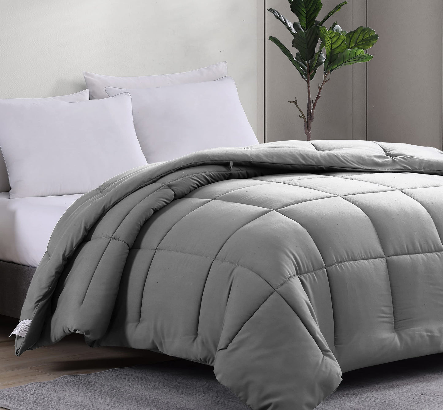 Comforter Queen Size Down Alternative Microfiber Quilted Solid Comforter/Duvet Insert - Ultra Soft Hypoallergenic Bedding - Medium Warmth for All Seasons Queen Comforter - White