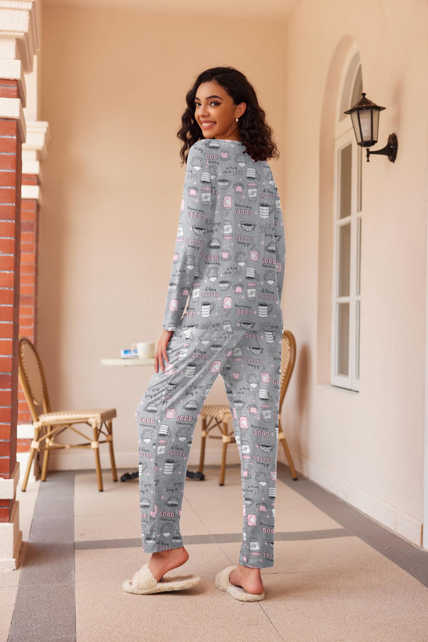 Ekouaer 2 Pack Women's Pajama Set Soft Long Sleeve Sleepwear Loungewear Pjs Sets with Pockets