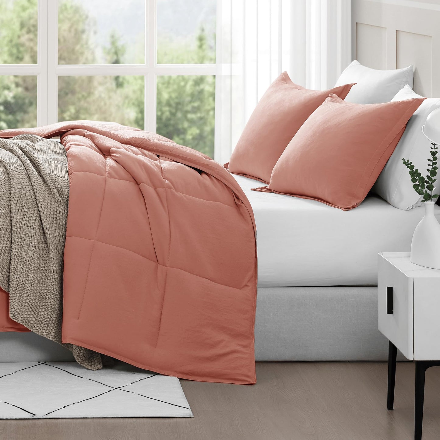 Comforter Set Queen Size - Goose Down Alternative – Washed Ultra-Soft - Premium All Season Warmth Bedding Set (Queen, French Blue)