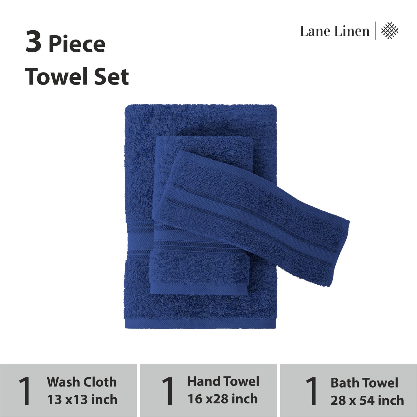 LANE LINEN Luxury Bath Towels Set - 6 Piece 100% CottonBathroom Zero Twist Shower Extra Absorbent Towel Super Soft 2 Hand Wash Cloths White