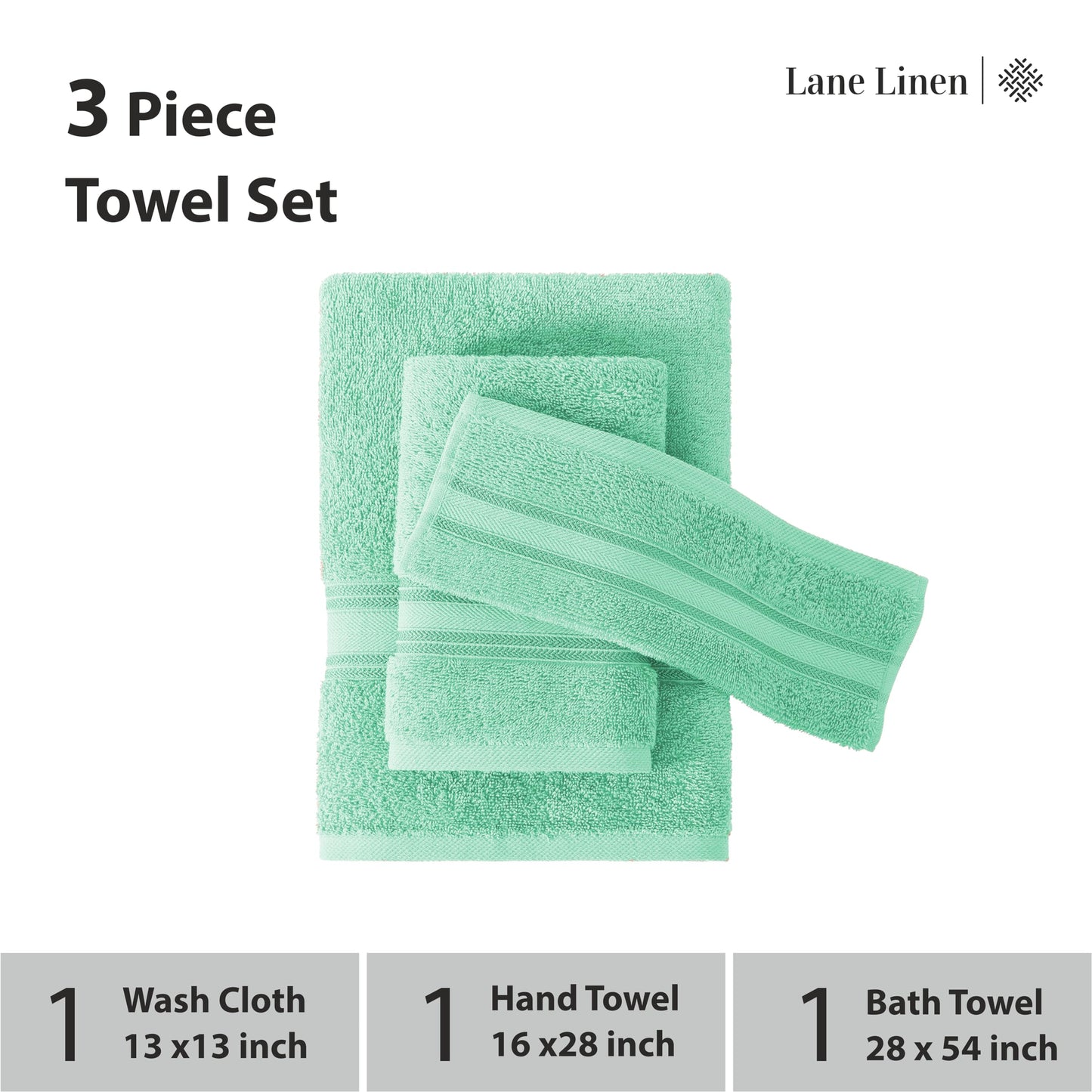 LANE LINEN Luxury Bath Towels Set - 6 Piece 100% CottonBathroom Zero Twist Shower Extra Absorbent Towel Super Soft 2 Hand Wash Cloths White