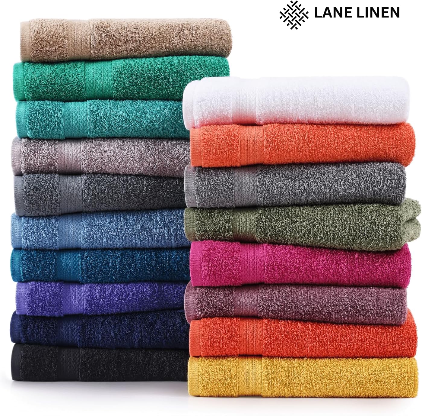 16 Piece Bath Towels - 100% Cotton Towels for Bathroom, Premium Quality Hotel Towels, Highly Absorbent Bathroom Towel Set, Super Soft, 4 Bath Towels, 4 Hand Towels, and 8 Wash Cloths - Navy