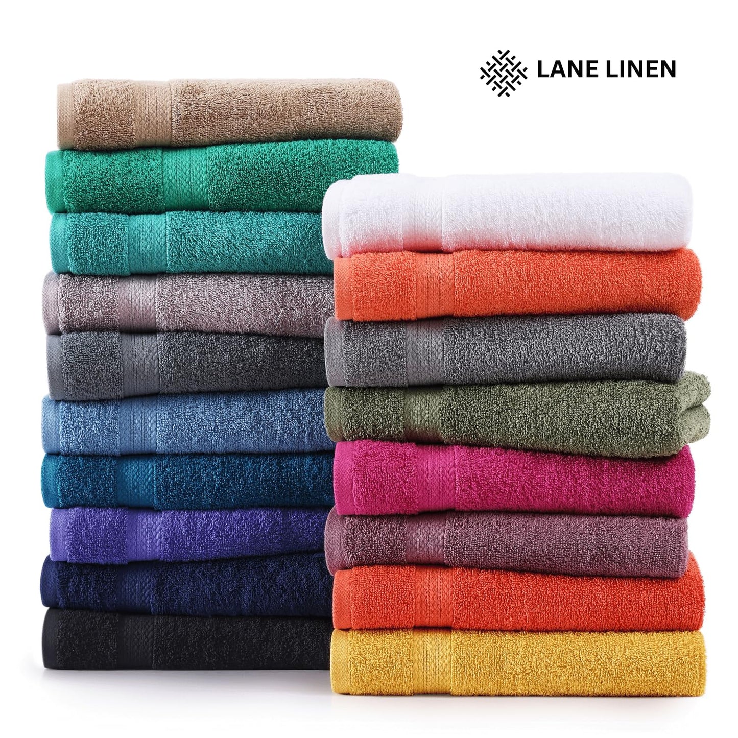 LANE LINEN 100% Cotton Bath Towels for Bathroom Set-Space Grey Bath Towel Set, 2 Luxury Bath Towels Extra Large, 4 Space Grey Hand Towels for Bathroom and 4 Washcloths Sets- 10 PC Bathroom Towels Set