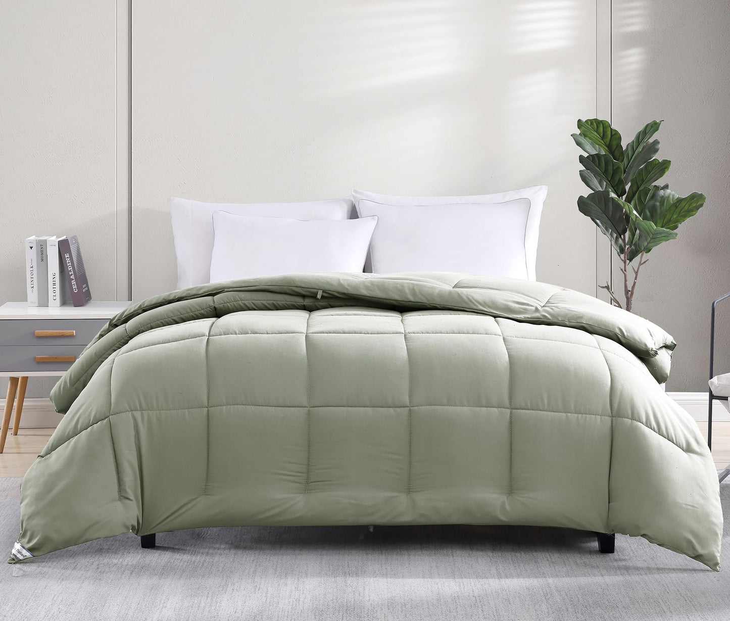Comforter Queen Size Down Alternative Microfiber Quilted Solid Comforter/Duvet Insert - Ultra Soft Hypoallergenic Bedding - Medium Warmth for All Seasons Queen Comforter - White